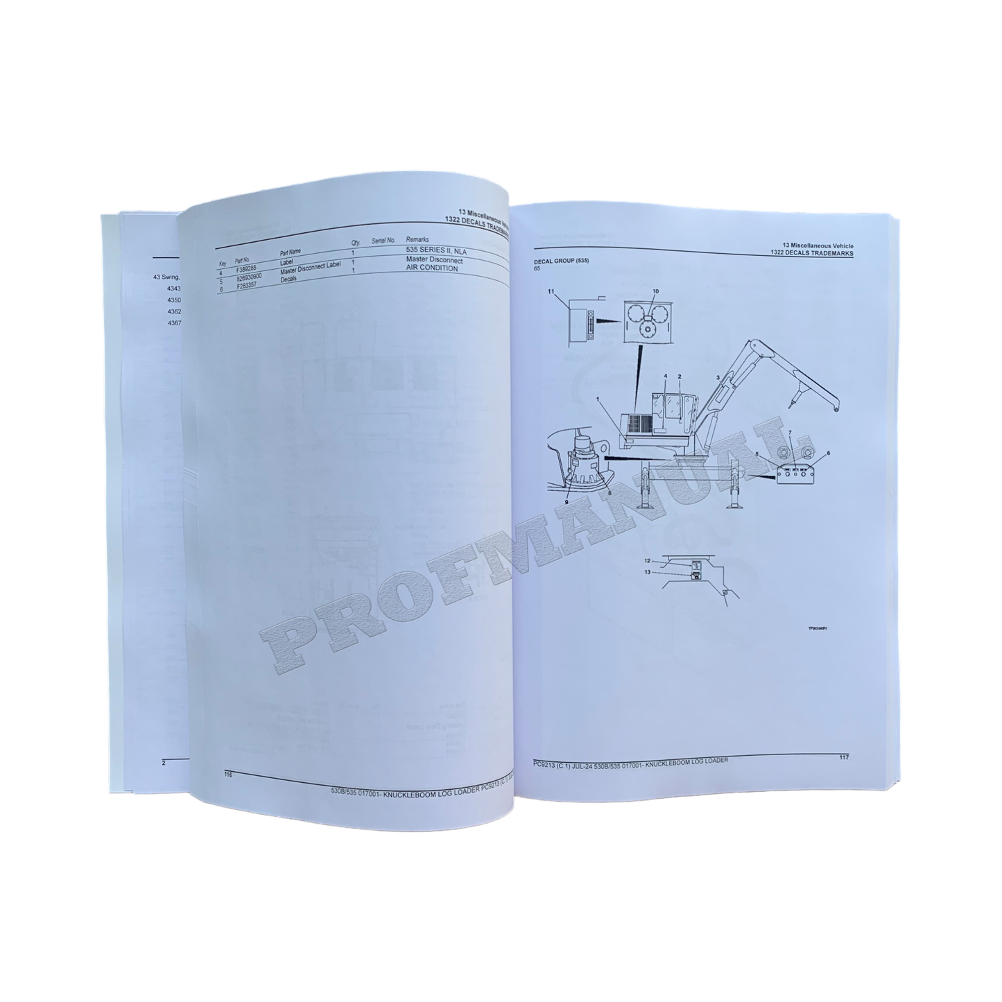 JOHN DEERE 530B 535 LOG LOADER PARTS CATALOG MANUAL + !BONUS!