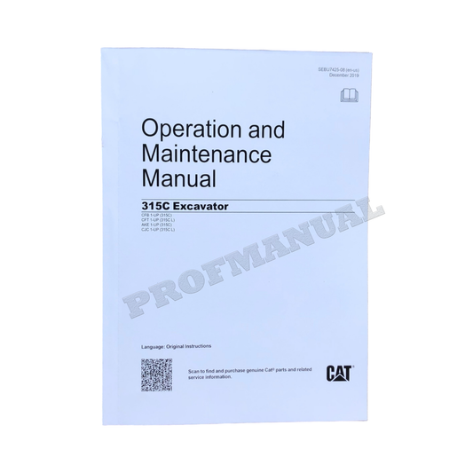 Caterpillar 315C Excavator Operators Maintenance Manual SEBU7425