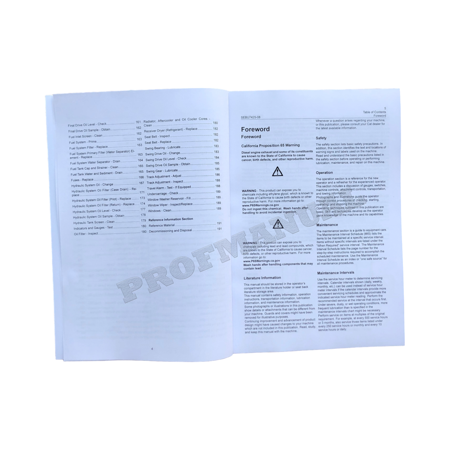 Caterpillar 315C Excavator Operators Maintenance Manual SEBU7425