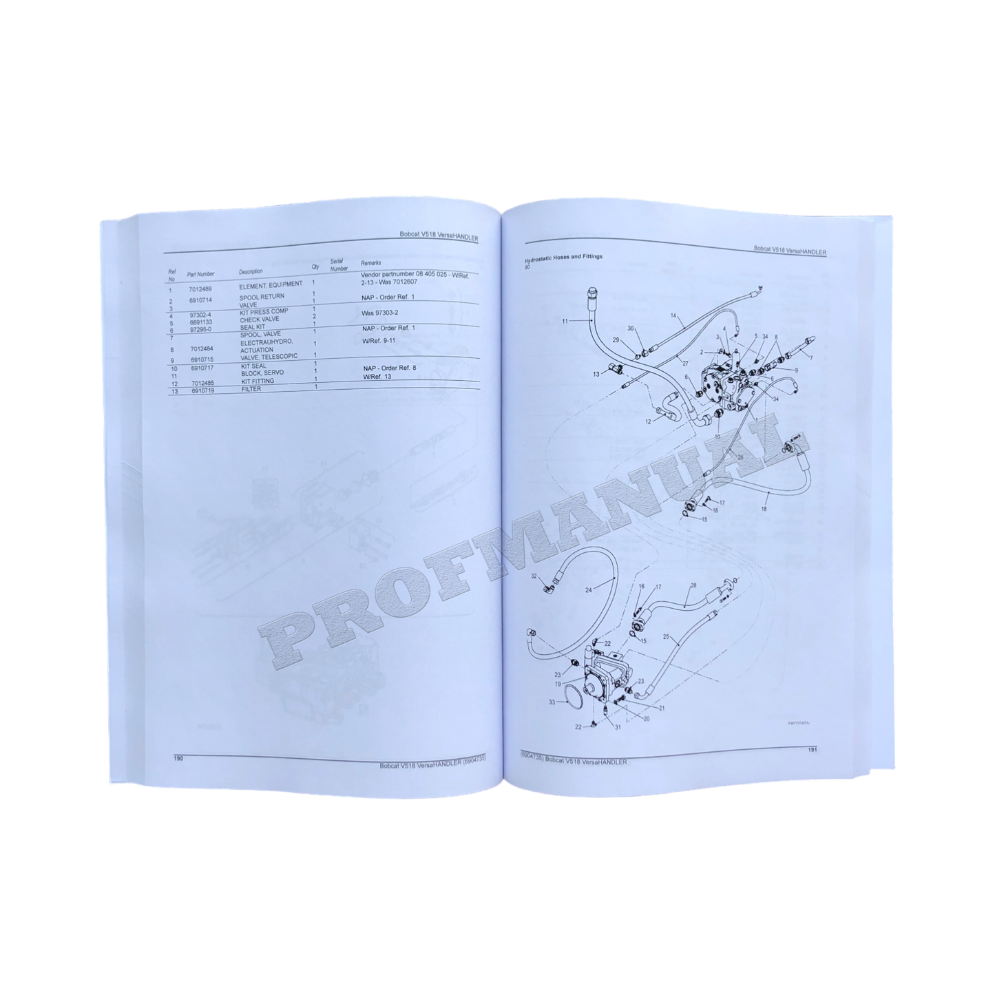 Manuel du catalogue de pièces Bobcat V518 VersaHandler 367612001- 367712001-