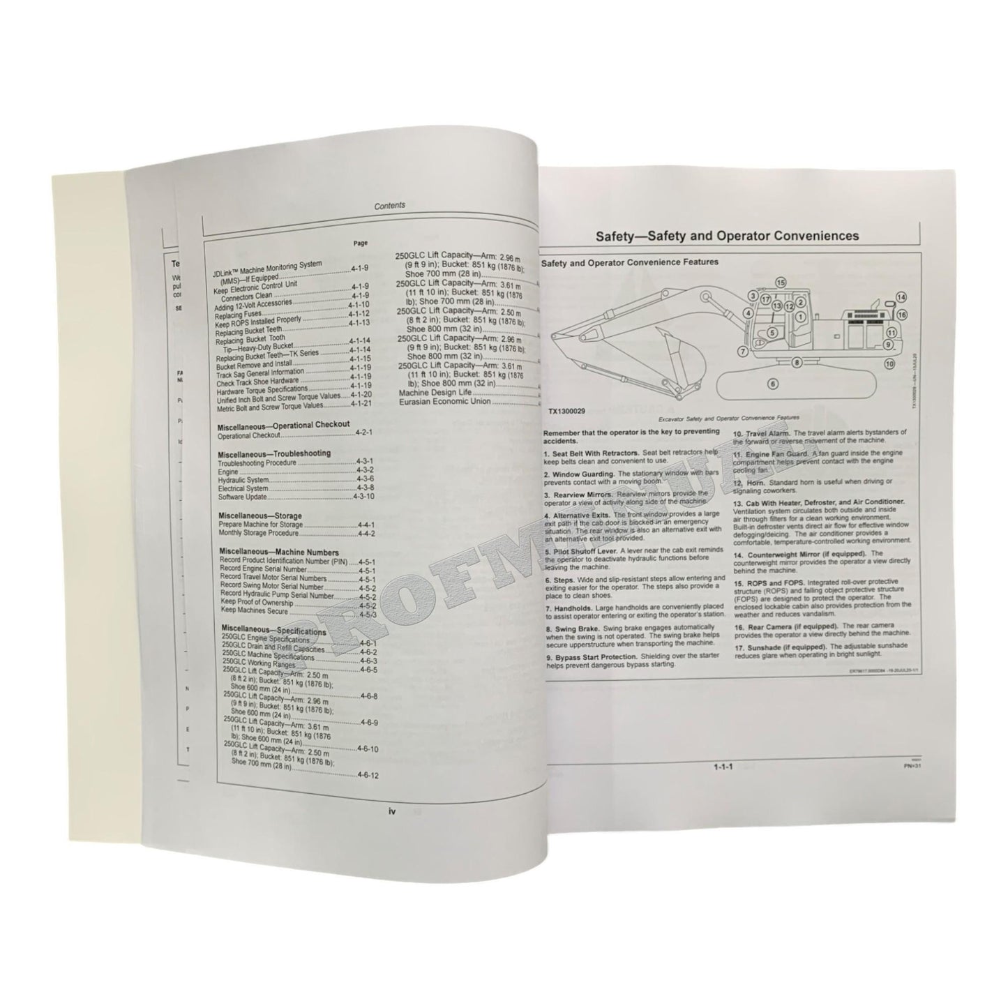 JOHN DEERE 250GLC EXCAVATOR OPERATORS MANUAL + !BONUS!