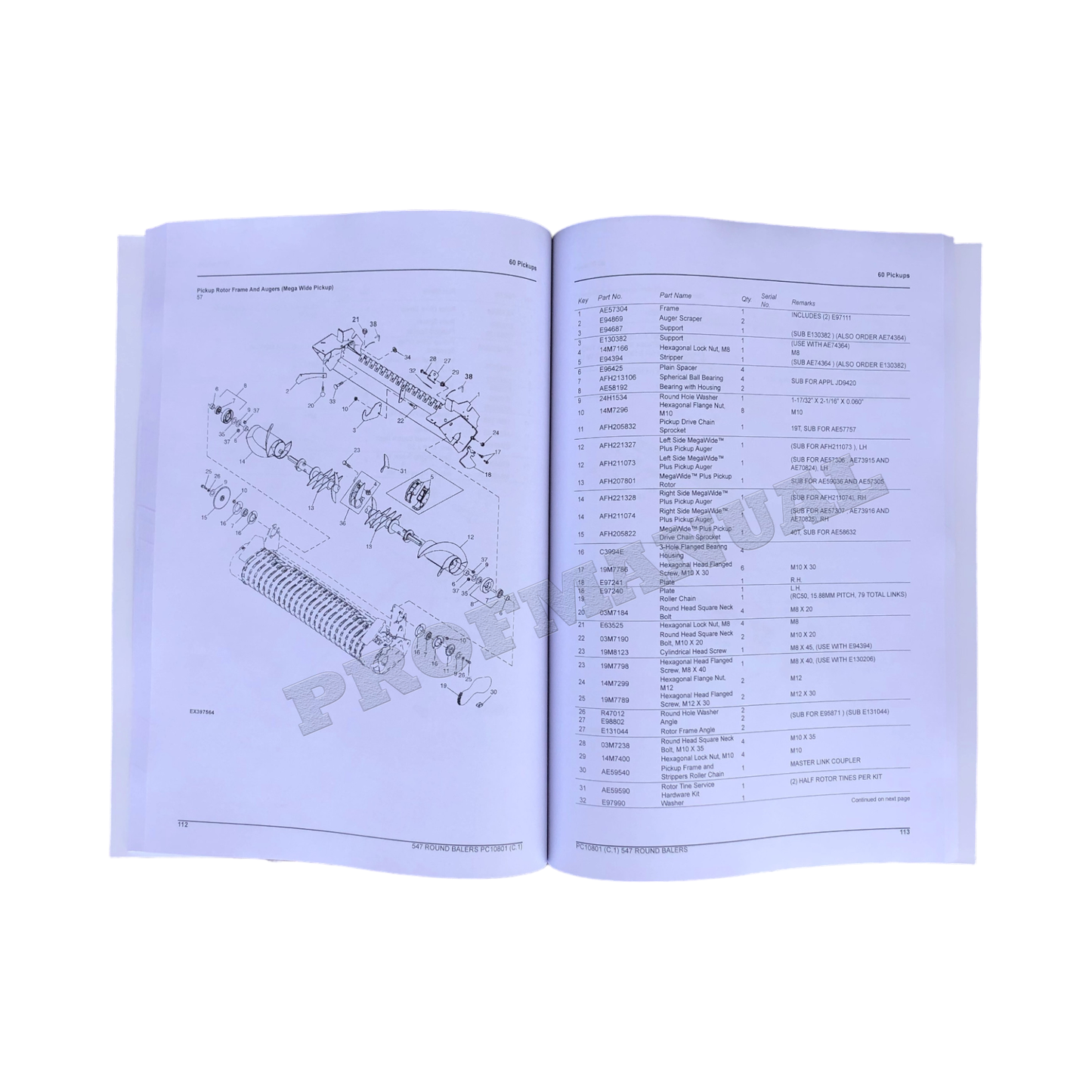 JOHN DEERE 547 RUNDBALLENPRESSE ERSATZTEILKATALOGHANDBUCH