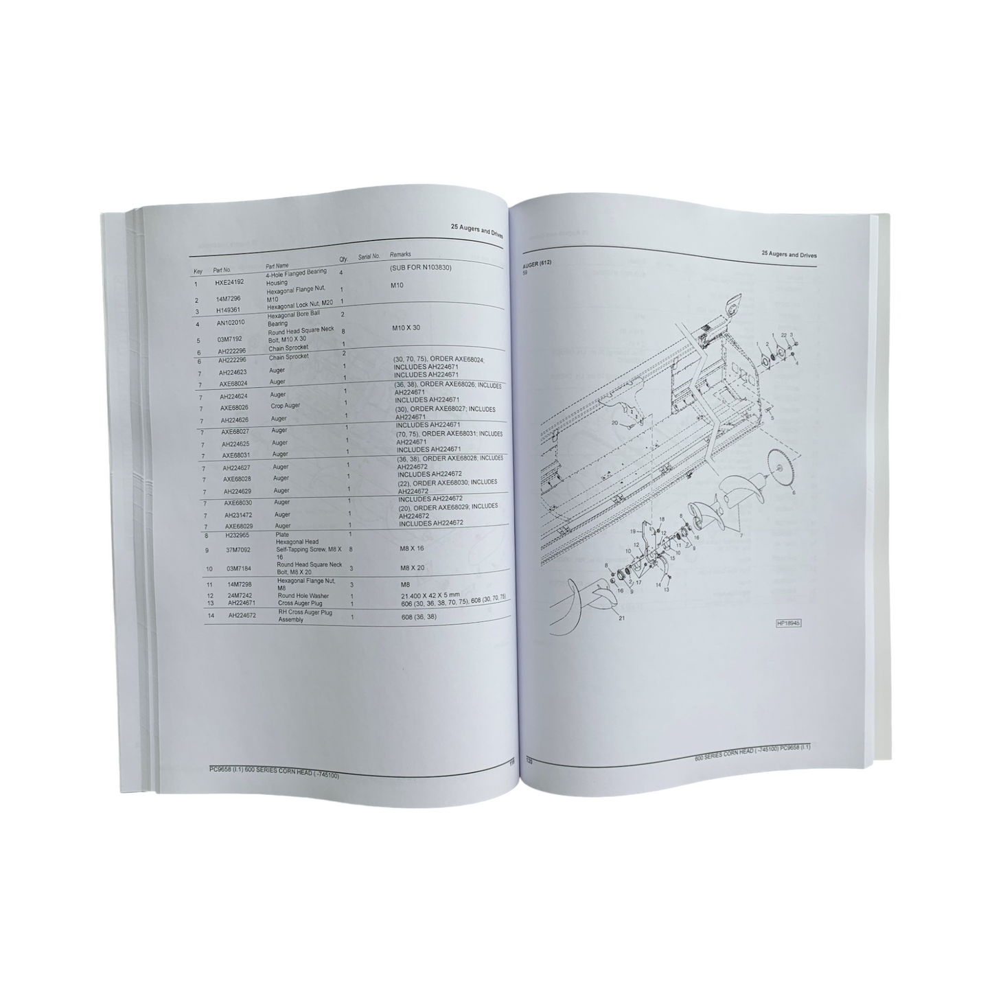 John Deere 600 606 608 612 606C 608C 612C Corn Head Parts Catalog Manual