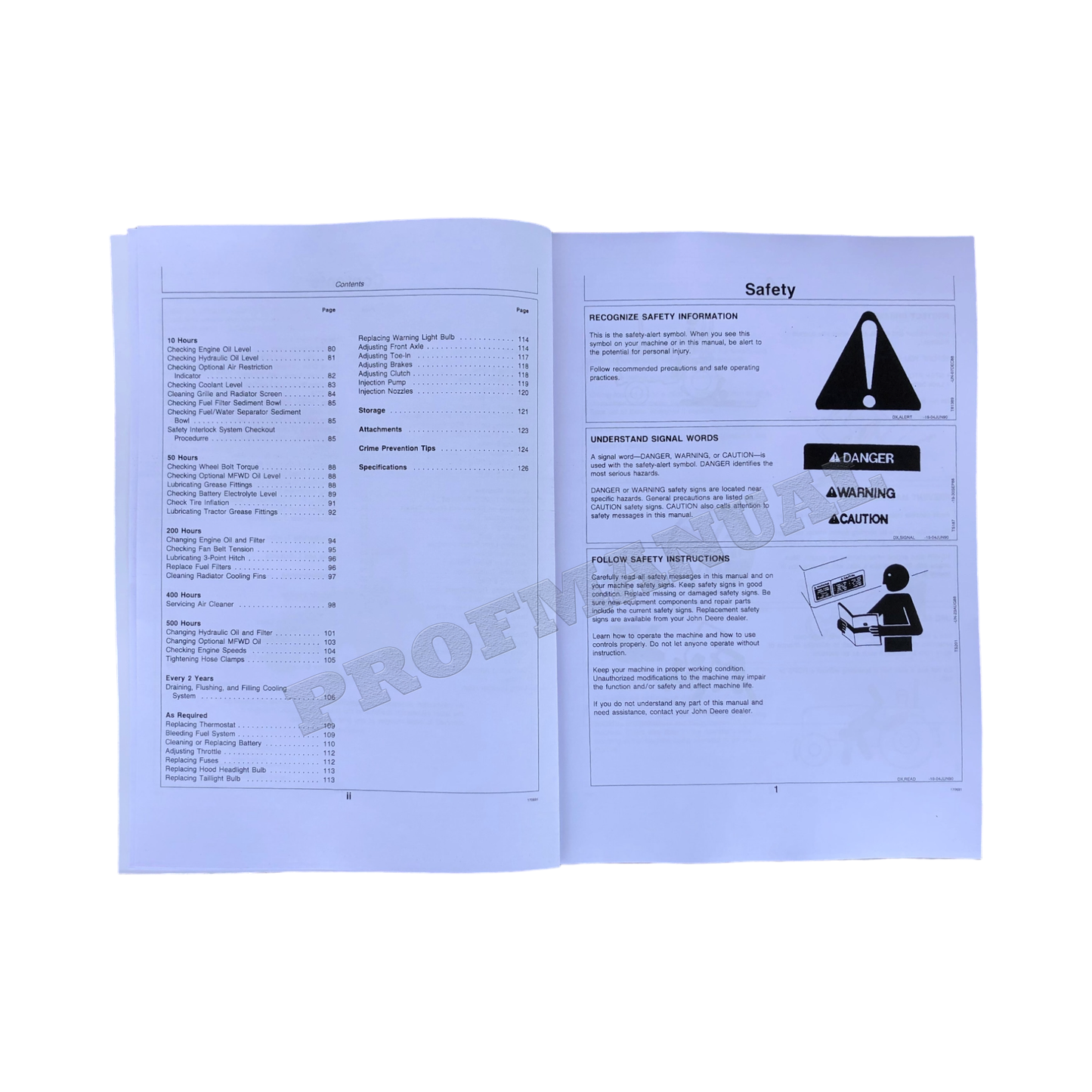 JOHN DEERE 1070 870 970 TRAKTOR-BETRIEBSHANDBUCH Ser. 100001-