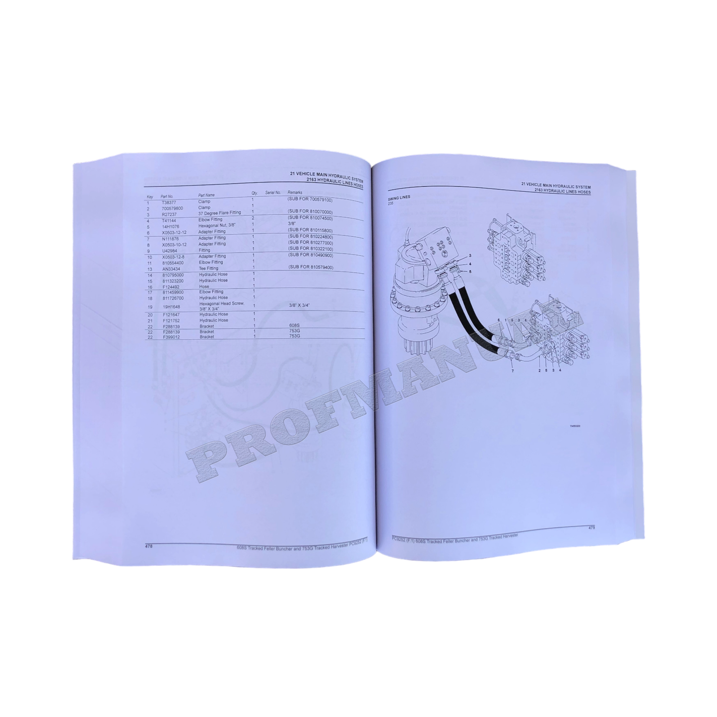 JOHN DEERE 608S 753G HARVESTER  PARTS CATALOG MANUAL