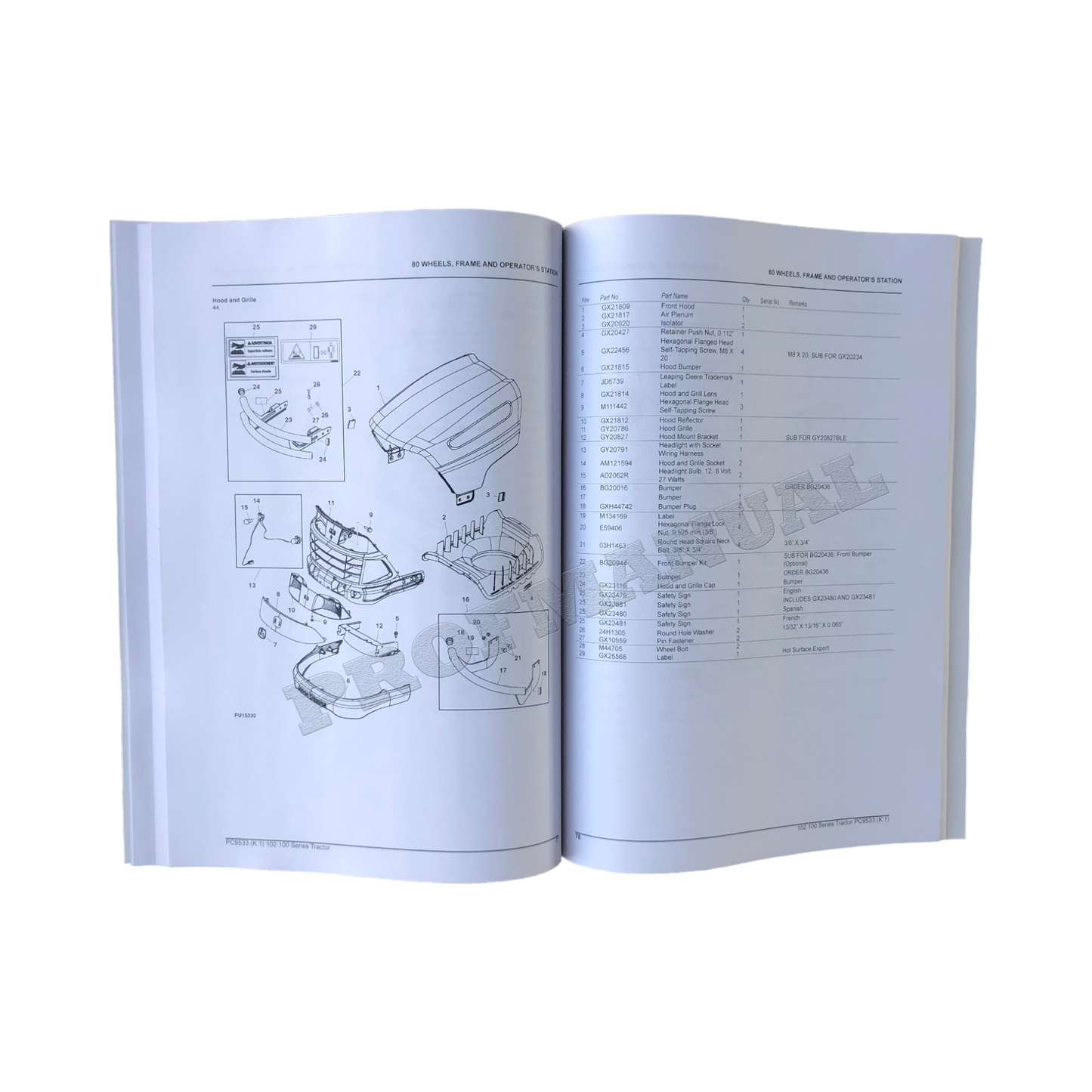 JOHN DEERE 102 100 SERIE TRAKTOR ERSATZTEILKATALOGHANDBUCH + !BONUS!