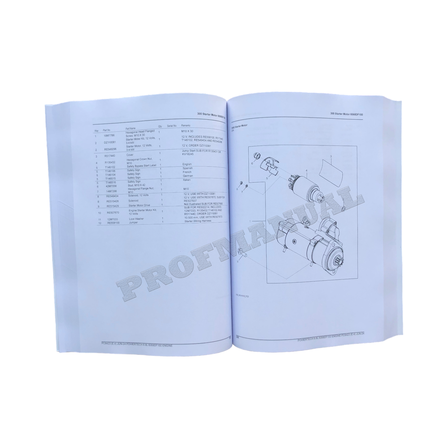 John Deere PowerTech 6.8L 6068DF150 Engine Parts Catalog Manual