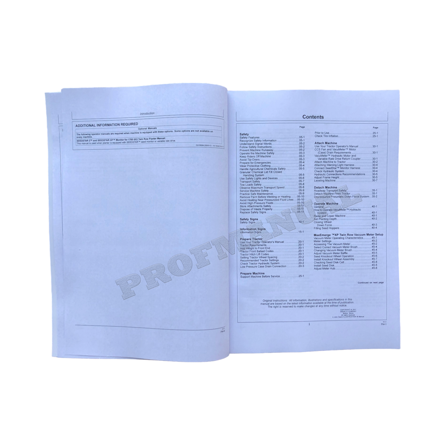 JOHN DEERE 1700 PLANTER OPERATORS MANUAL #1