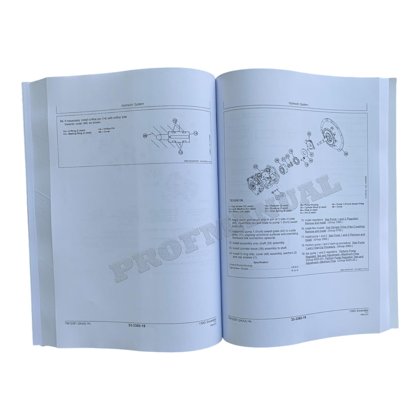 JOHN DEERE 130G EXCAVATOR REPAIR SERVICE TECHNICAL MANUAL TM12351 SN E040001-