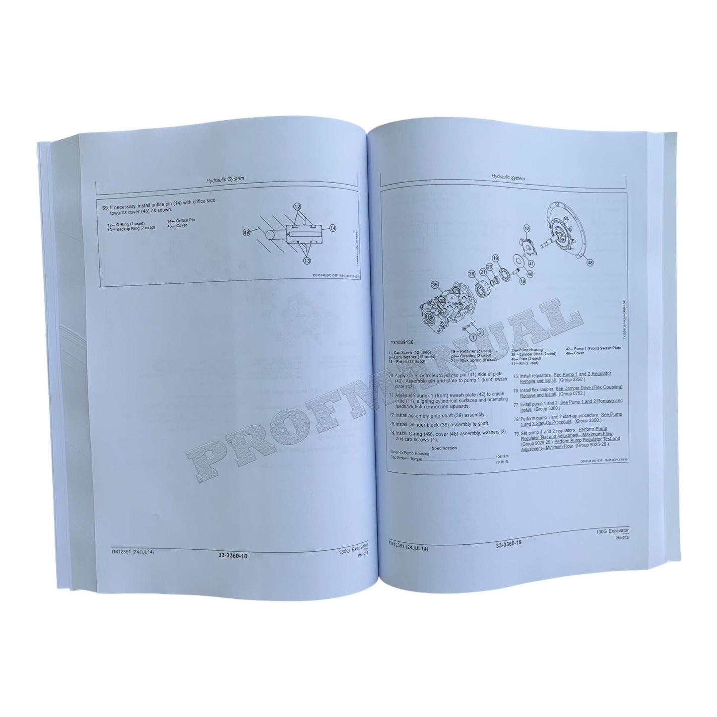 JOHN DEERE 130G EXCAVATOR REPAIR SERVICE TECHNICAL MANUAL TM12351 SN E040001-