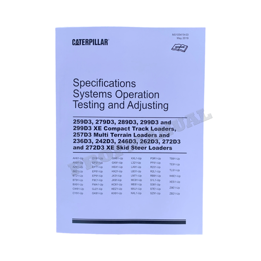 Chargeur Caterpillar 236D3 242D3 246D3 Spécifications Fonctionnement Test Réglage Manuel