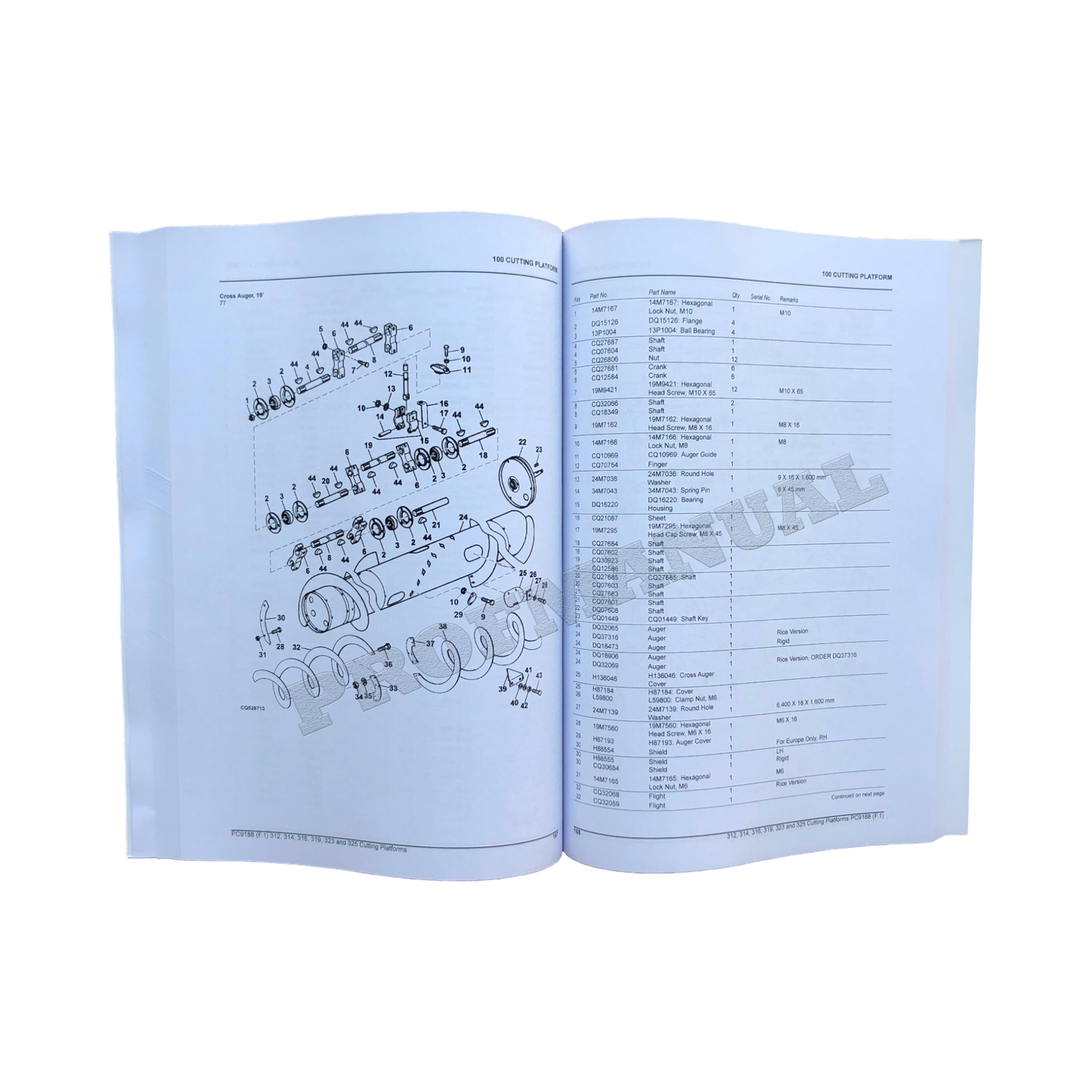 Manuel du catalogue des pièces détachées de la plate-forme de coupe John Deere série 300