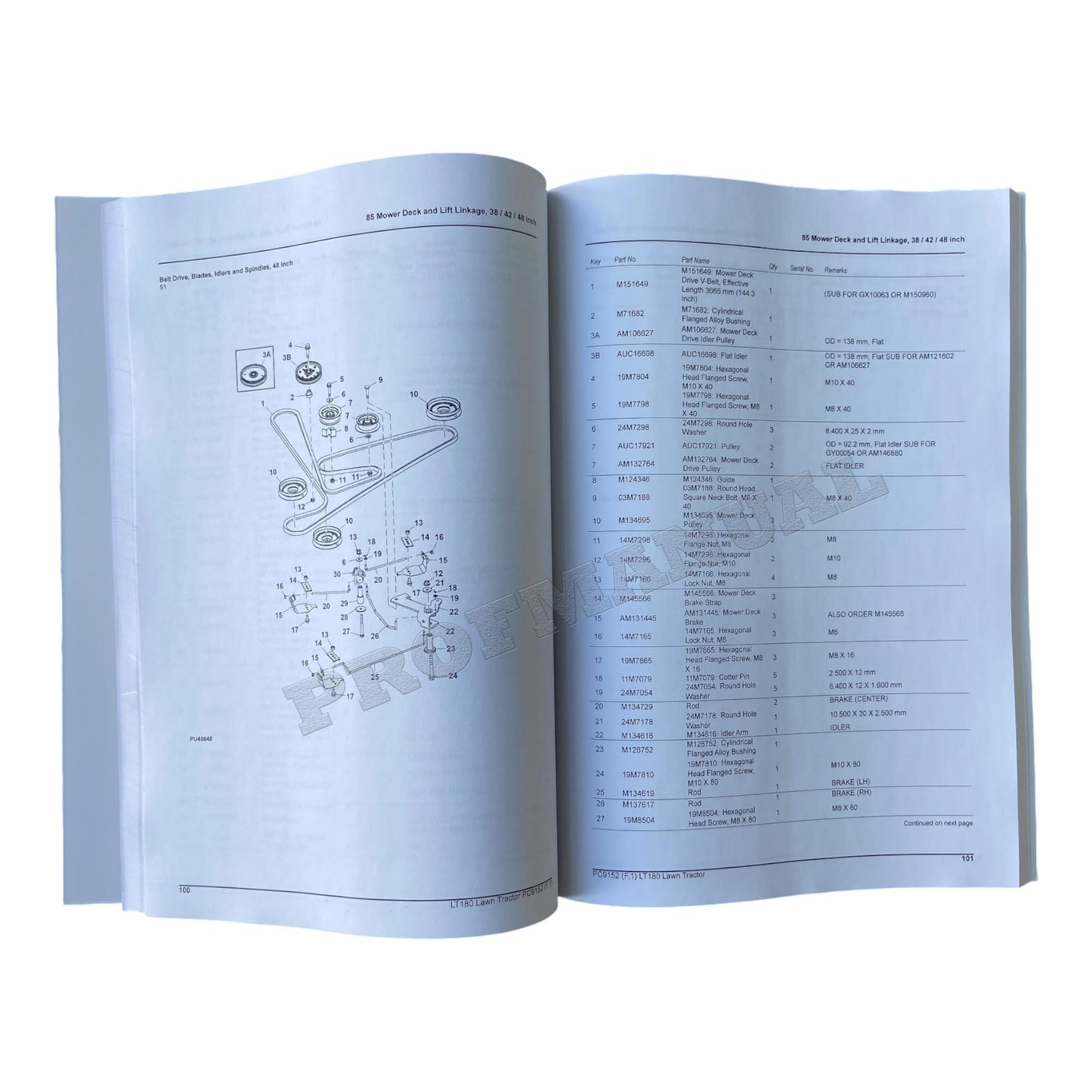 John Deere LT180 Lawn Tractor Parts Catalog Manual PC9152