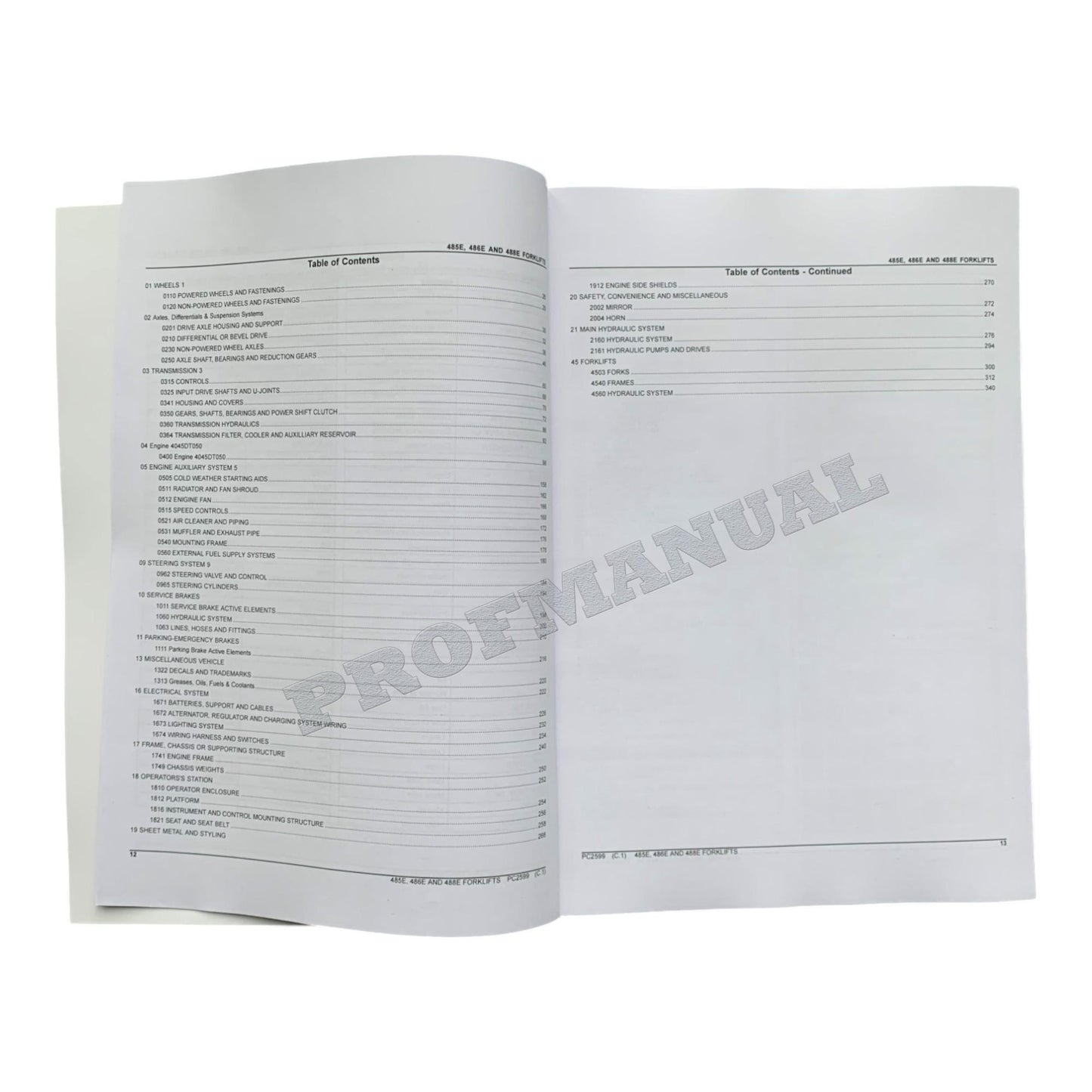 JOHN DEERE 485E 486E 488E FORKLIFT  PARTS CATALOG MANUAL