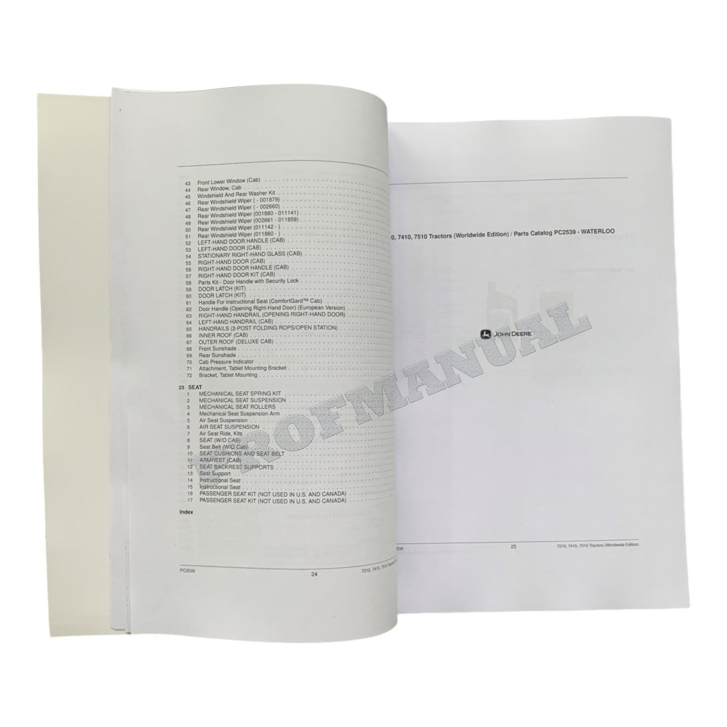 JOHN DEERE 7210 7410 7510 TRAKTOR TEILEKATALOGHANDBUCH 