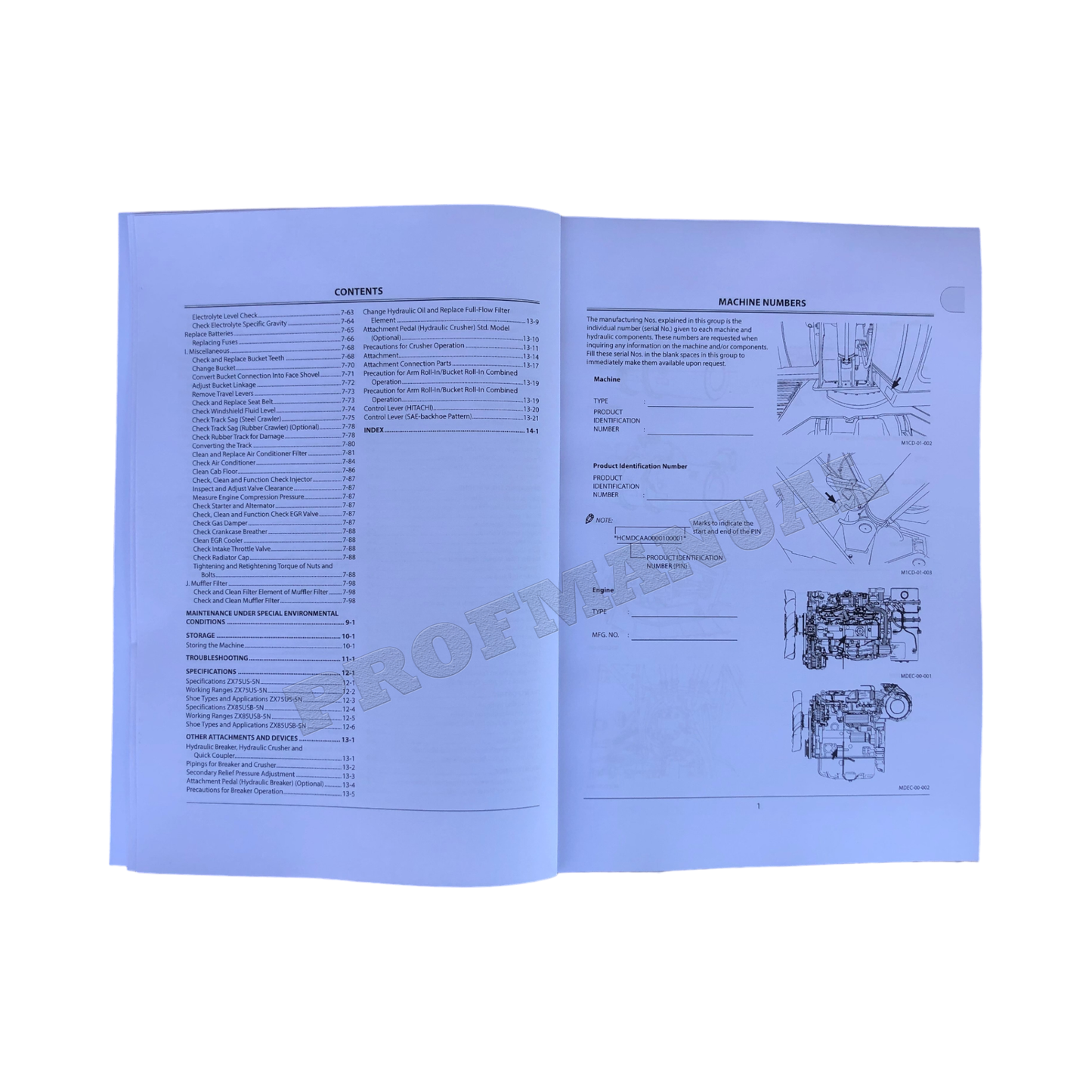 HITACHI ZAXIS ZX 75US-5N 85USB-5N EXCAVATOR OPERATORS MANUAL