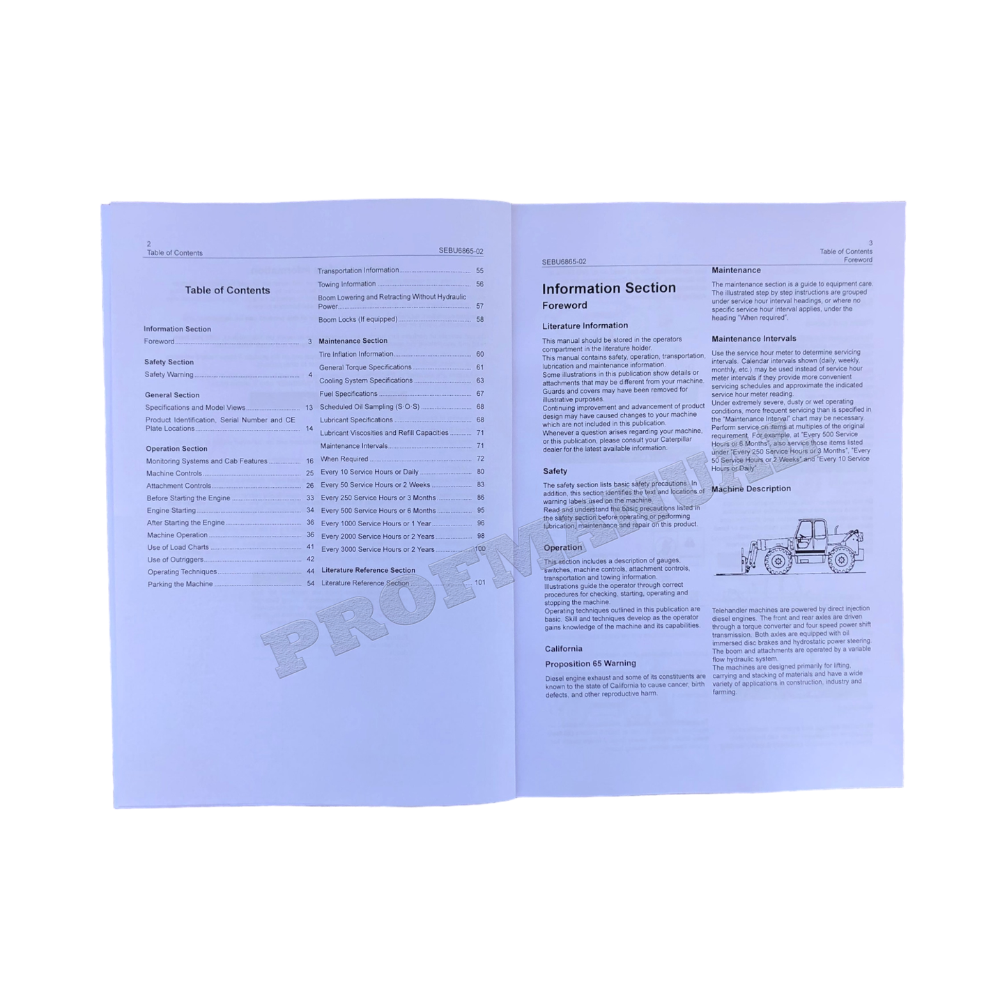 Caterpillar TH62 TH63 TH82 TH83 Telehandler Operators Manual SEBU6865