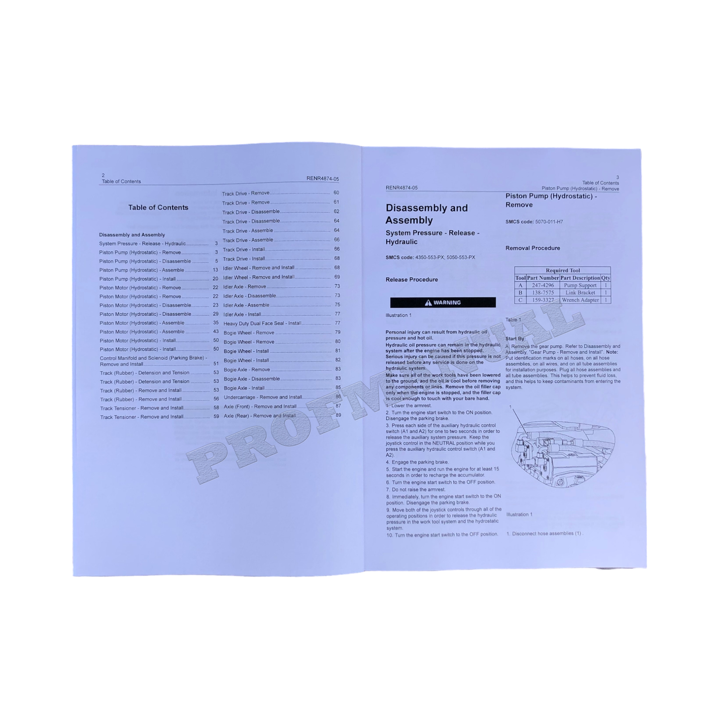 Caterpillar 247B 247B2 257B 257B2 Lader Antriebsstrang Servicehandbuch Demontage und Montage