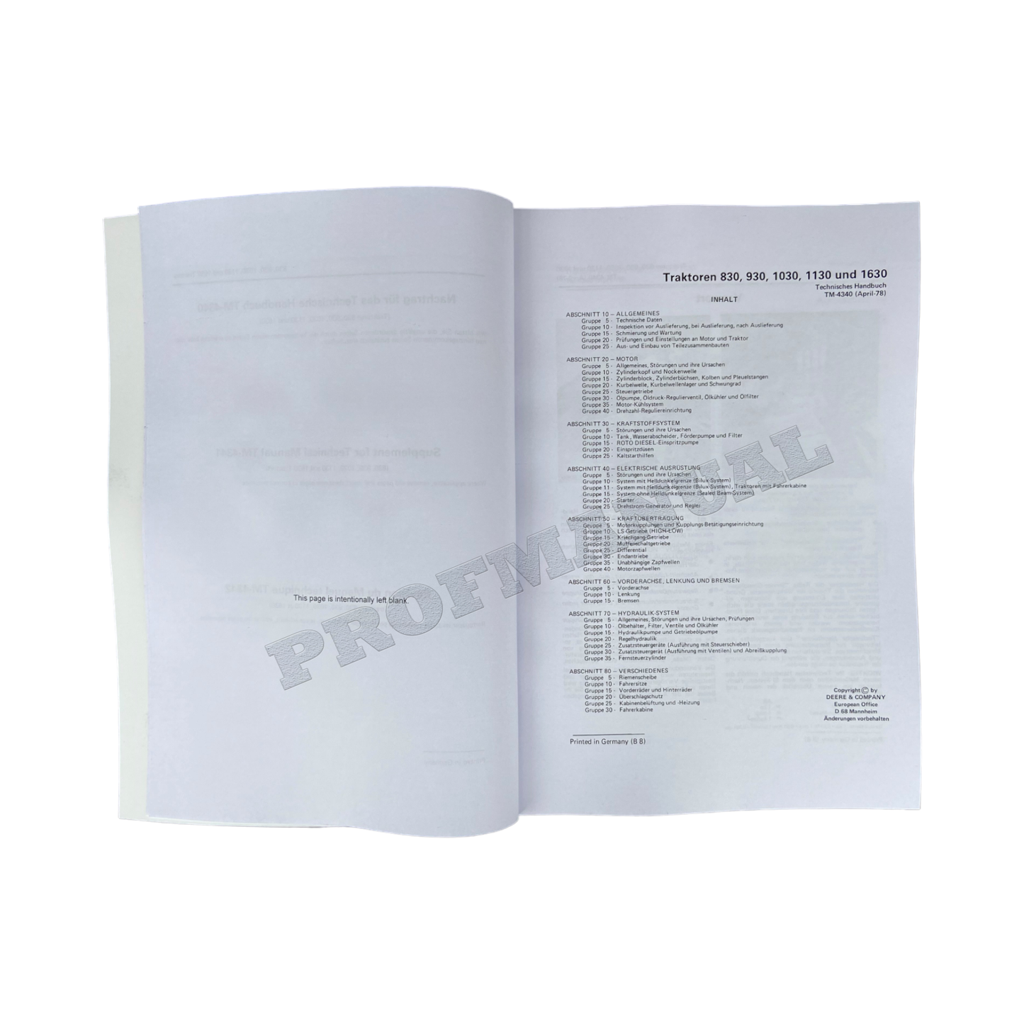 JOHN DEERE 830 930 1030 1130 1630 TRAKTOR REPARATURHANDBUCH WERKSTATTHANDBUCH