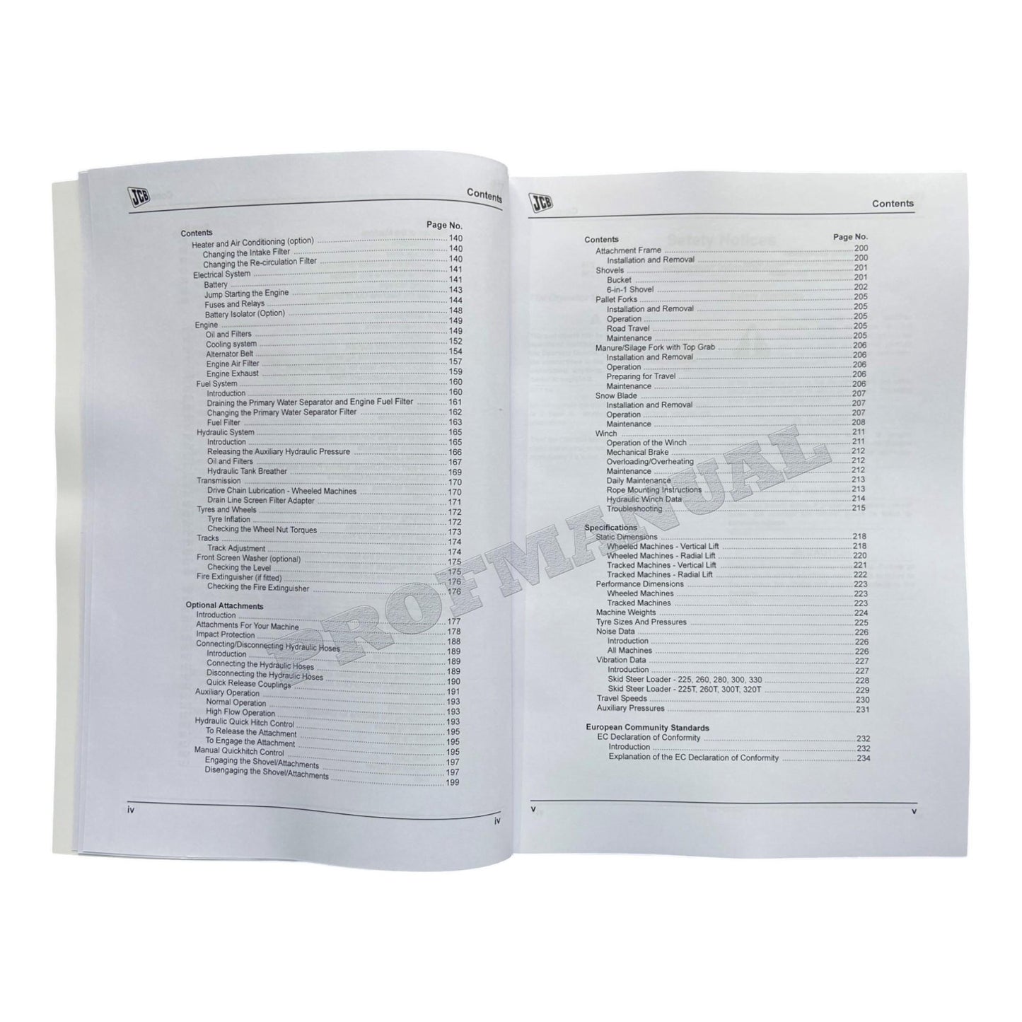 JCB 225 225T 260 260T 280 SKID STEER LOADER Operators Manual 9821_6300