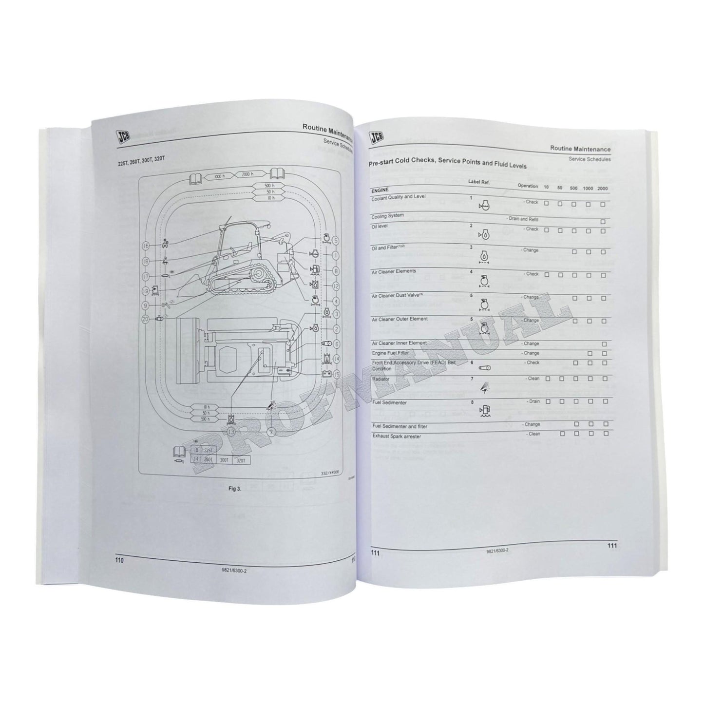 JCB 300 300T 330 320T SKID STEER LOADER Operators Manual 9821_6300