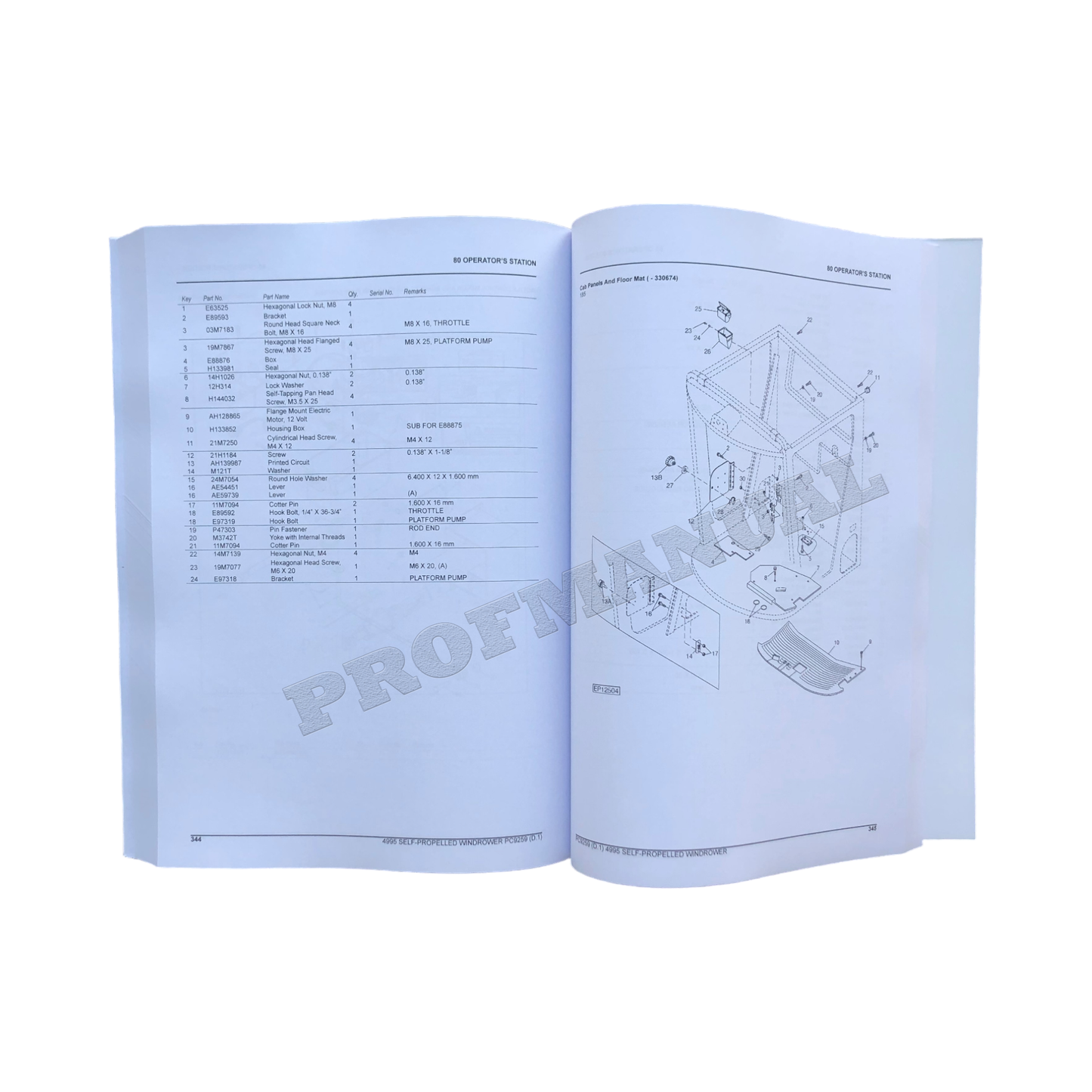 JOHN DEERE 4995 WINDROWER PARTS CATALOG MANUAL + !BONUS!