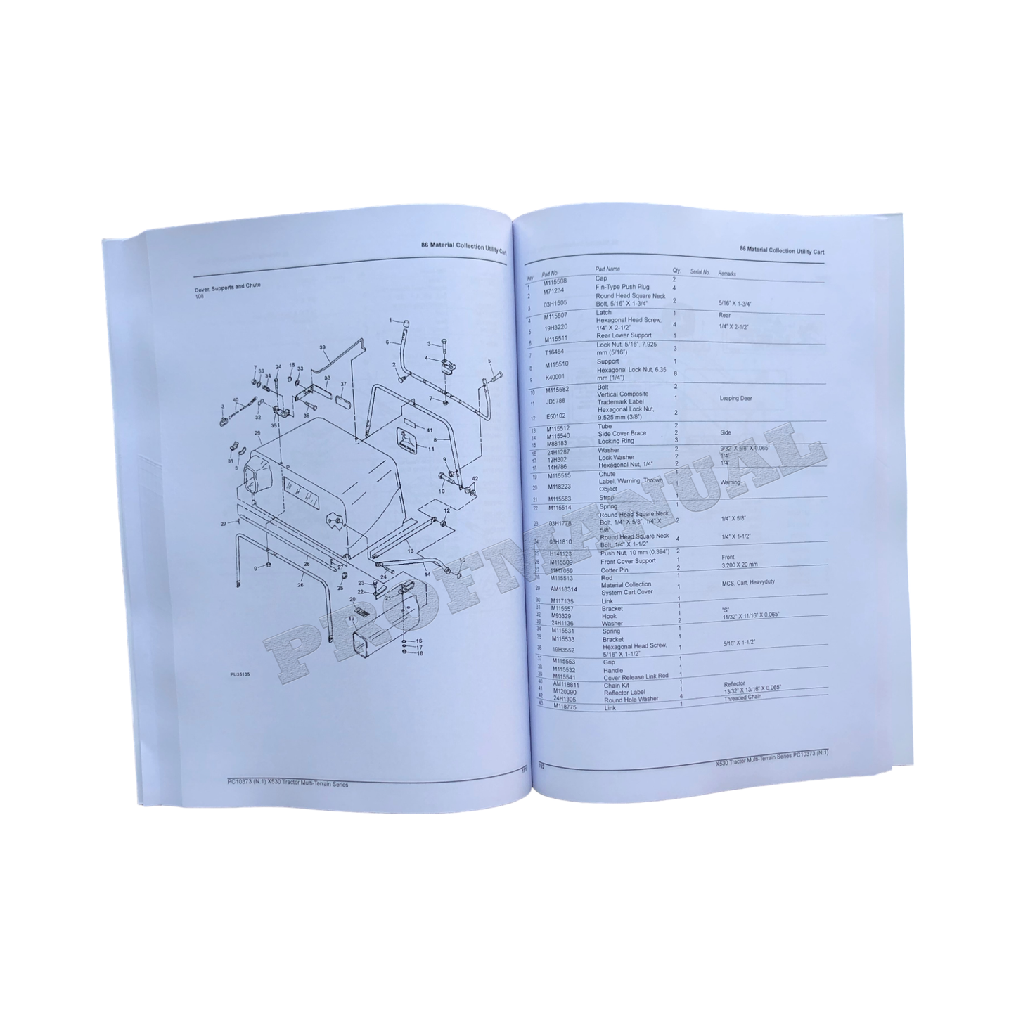 JOHN DEERE X530 TRAKTOR-ERSATZTEILKATALOG-HANDBUCH + !BONUS! 