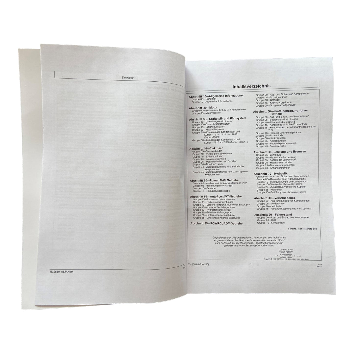 JOHN DEERE 7610 7710 7810 TRAKTOR REPARATURHANDBUCH WERKSTATTHANDBUCH