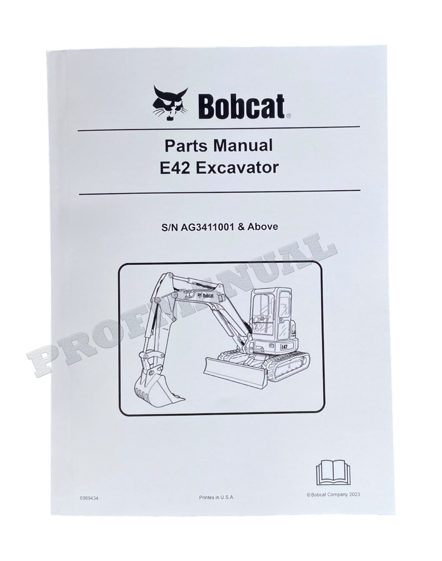 Manuel du catalogue des pièces détachées pour excavatrice Bobcat E42 AG3411001-