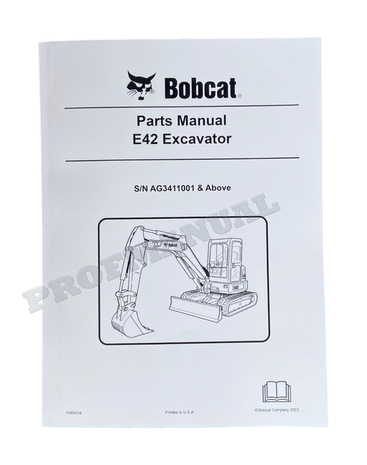 Manuel du catalogue des pièces détachées pour excavatrice Bobcat E42 AG3411001-