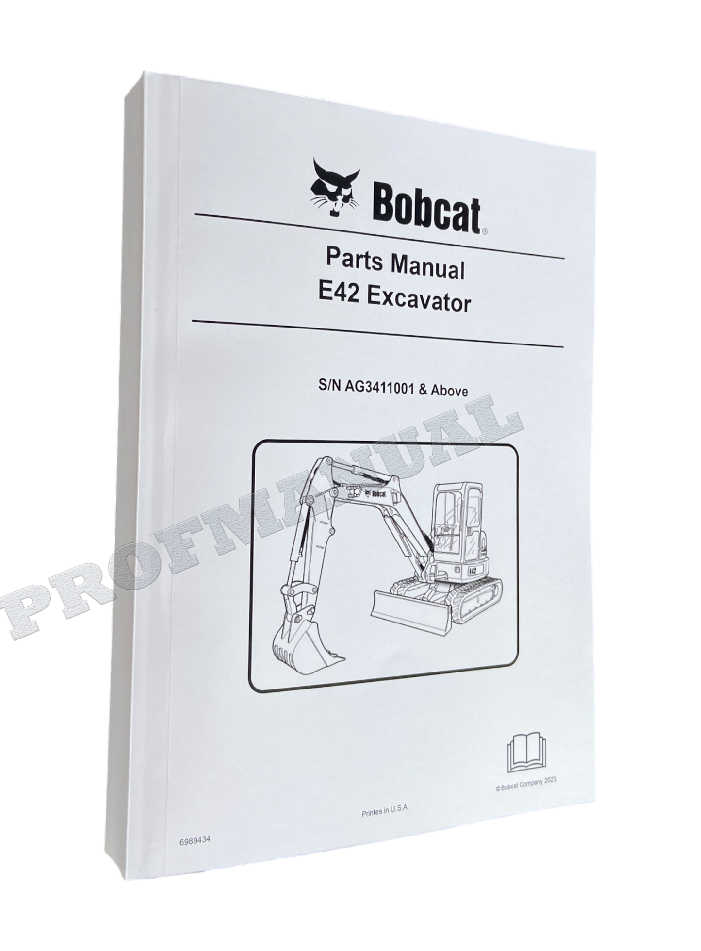 Manuel du catalogue des pièces détachées pour excavatrice Bobcat E42 AG3411001-