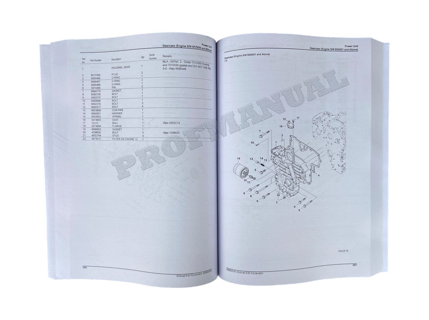 Bobcat E42 Excavator Parts Catalog Manual AG3411001-