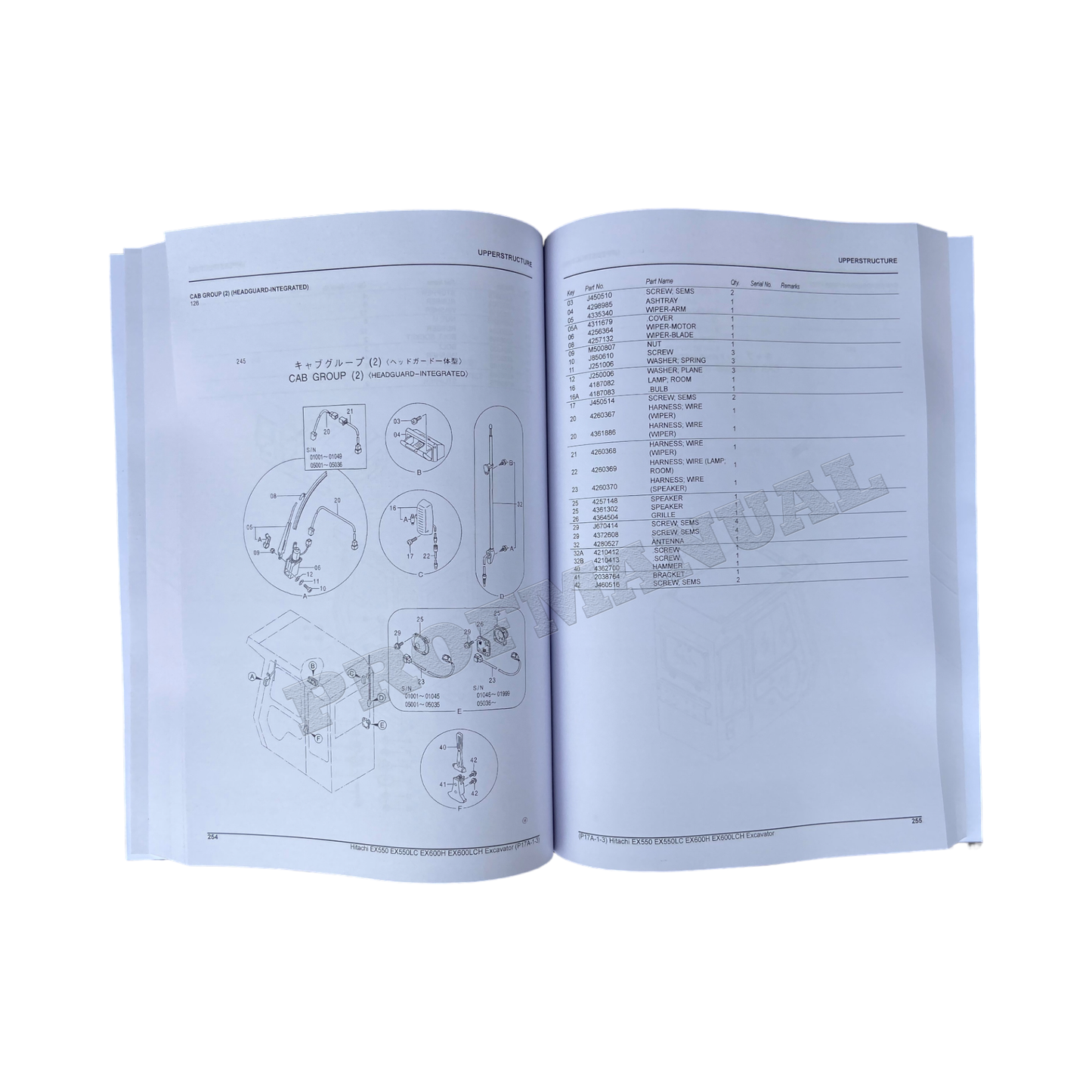 Hitachi EX550 EX550LC EX600H EX600LCH Bagger Teilekatalog Handbuch