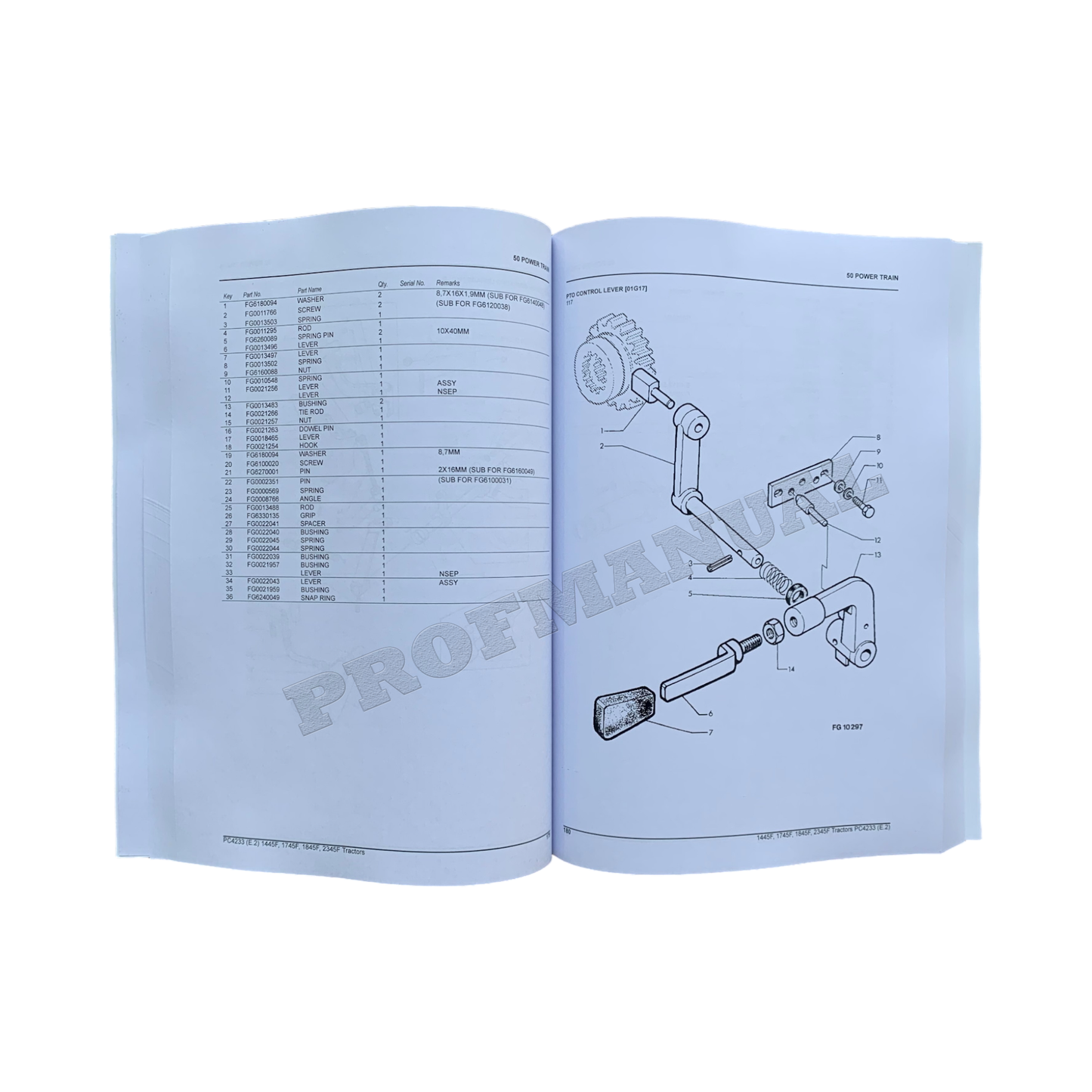 John Deere 1445F 1745F 1845F 2345F Tractor Parts Catalog Manual