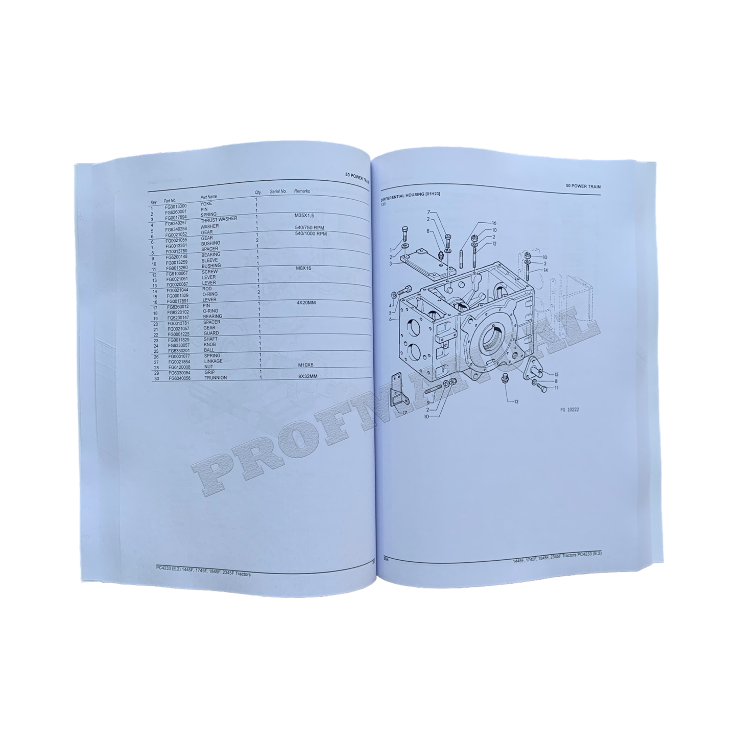 John Deere 1445F 1745F 1845F 2345F Tractor Parts Catalog Manual