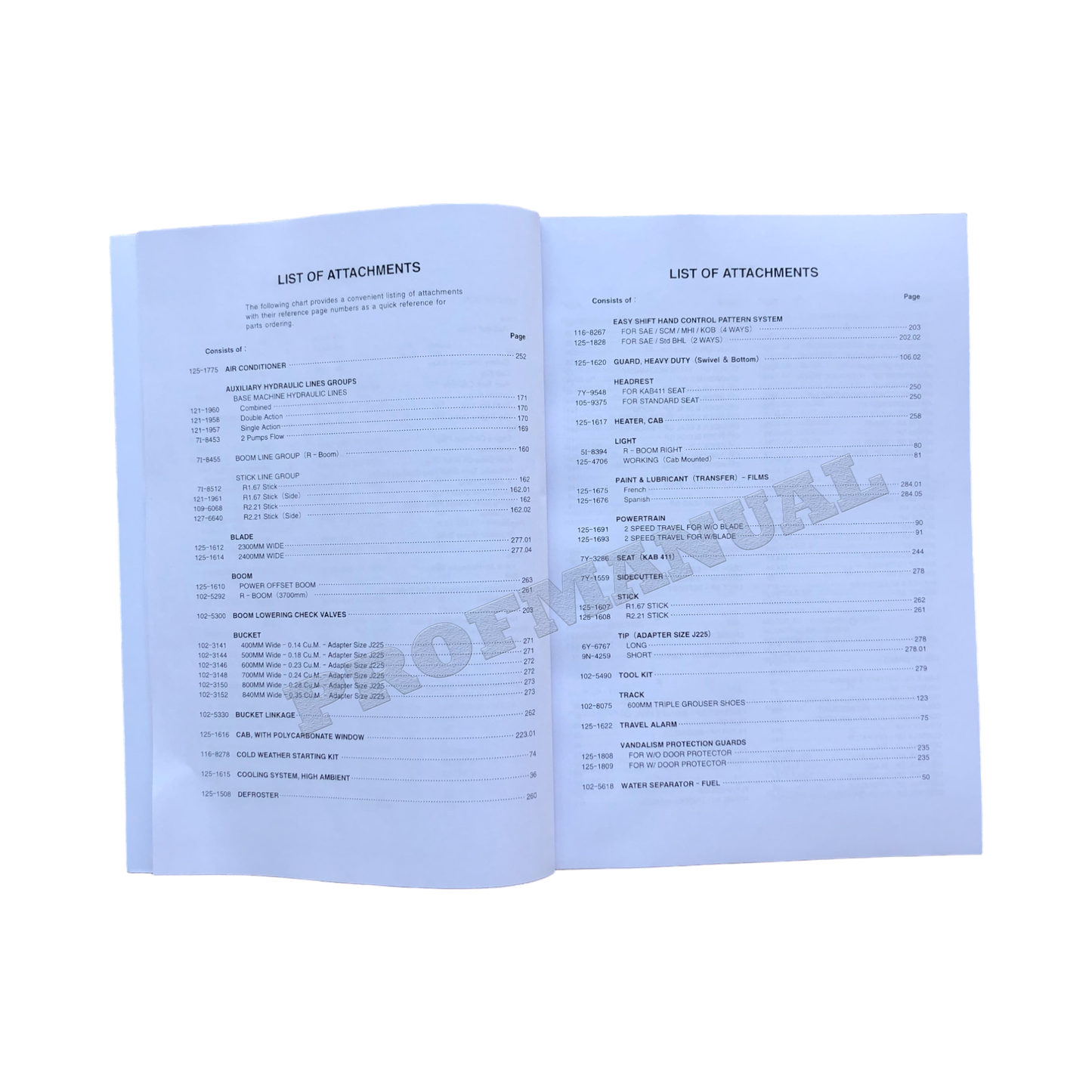 Caterpillar 307 Track Type Excavator Parts Catalog Manual D78701-Up 2PM257-Up