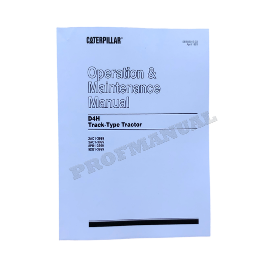 Caterpillar D4H Track Type Tractor Operators Maintenance Manual