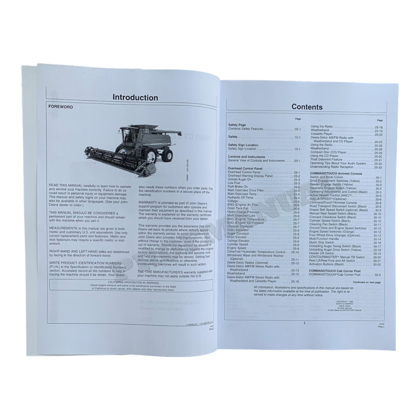 JOHN DEERE 9650 CTS COMBINE OPERATORS MANUAL SN 0-690400