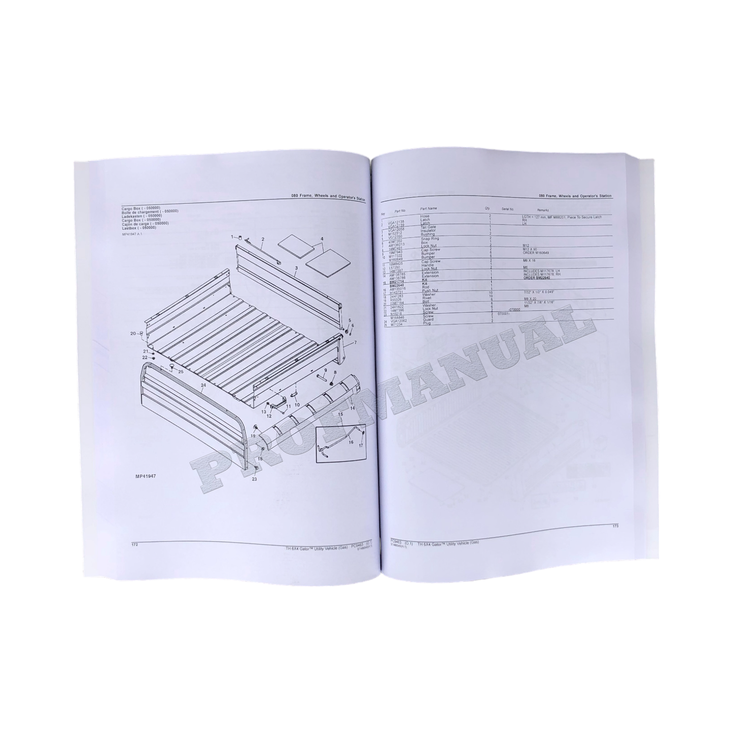 JOHN DEERE TH 6X4 GATOR UTILITY VEHICLE PARTS CATALOG MANUAL #2