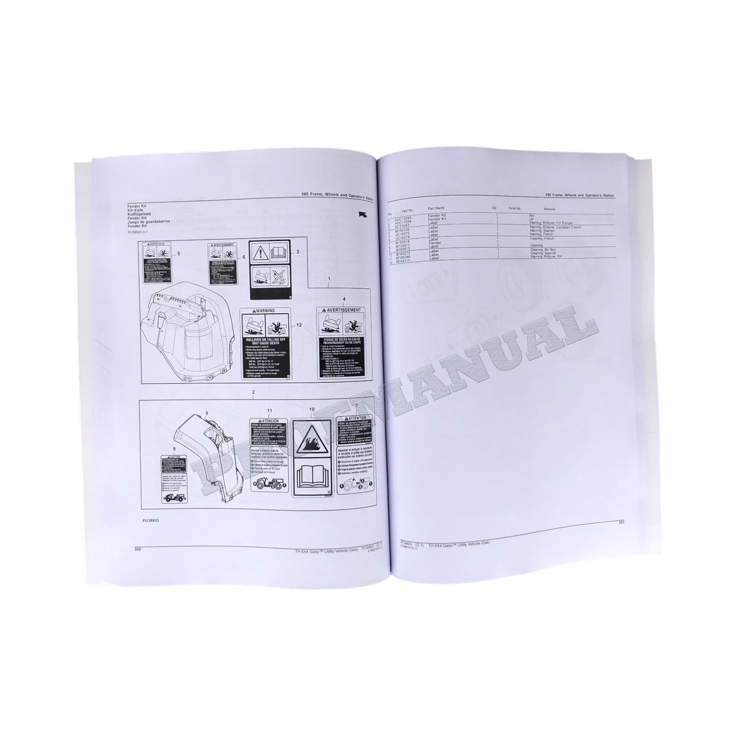 JOHN DEERE TH 6X4 GATOR UTILITY VEHICLE PARTS CATALOG MANUAL #2