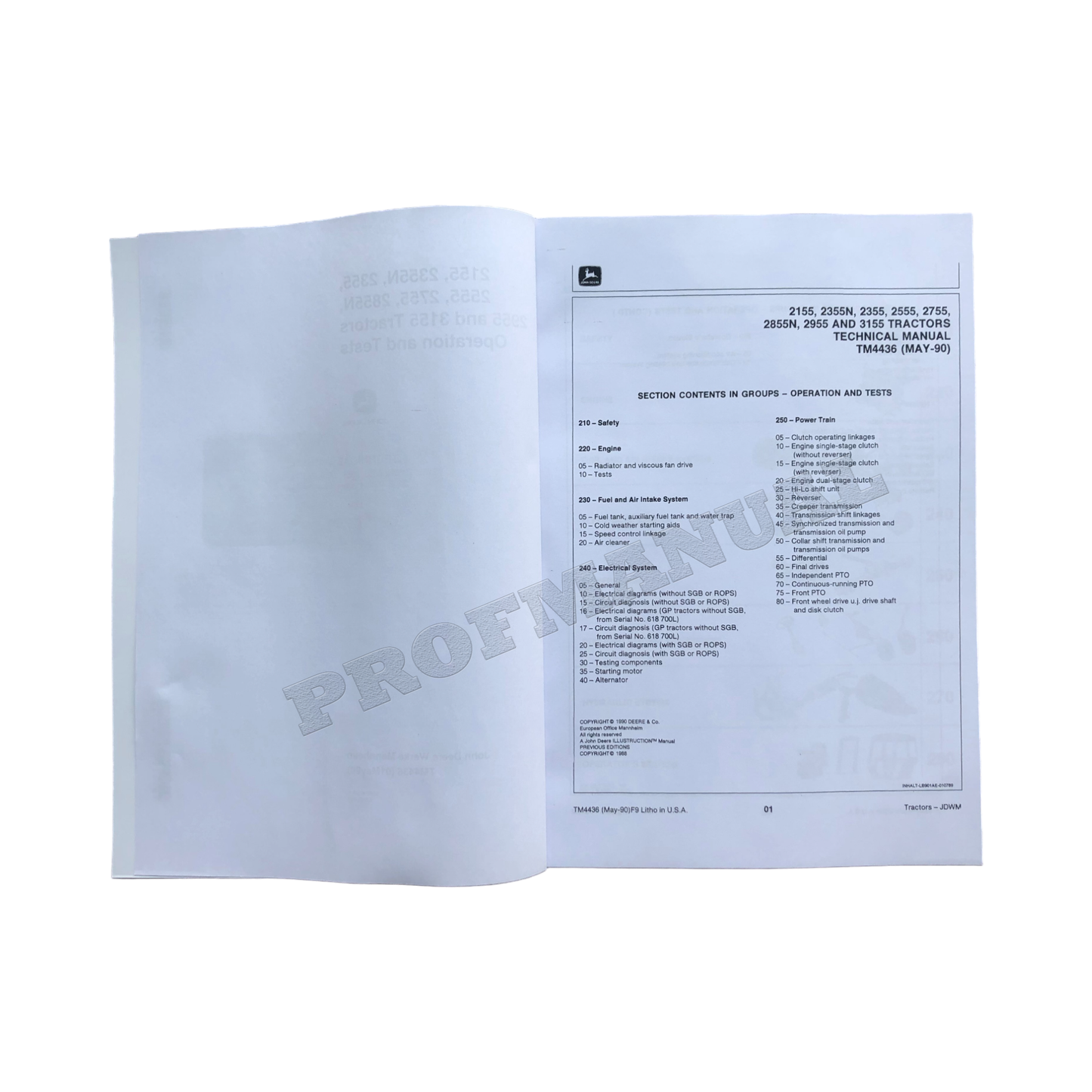 JOHN DEERE 2155 2355 232155 2355 2555 2755 2855N TRAKTOR-BETRIEBSTESTHANDBUCH + BONUS