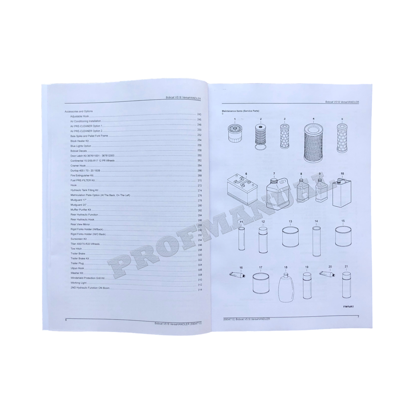 Bobcat V518 VersaHandler Parts Catalog Manual