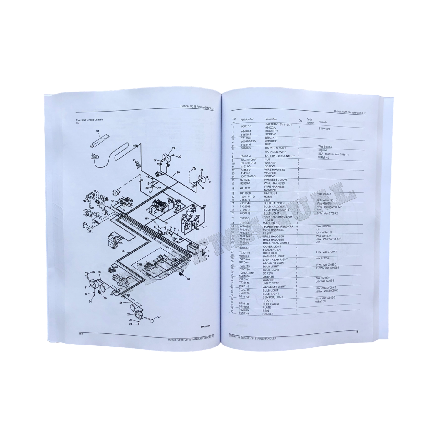 Bobcat V518 VersaHandler Parts Catalog Manual