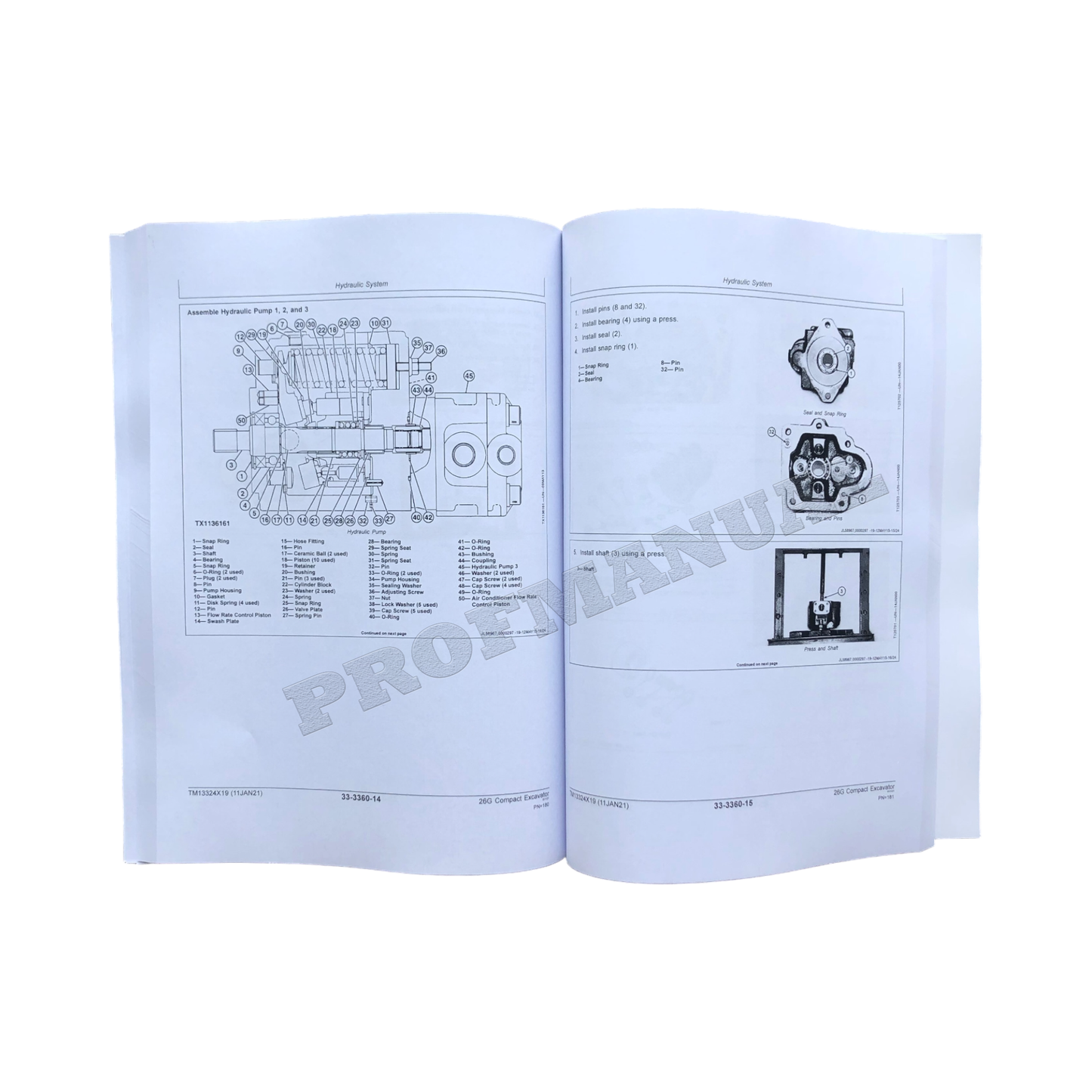 JOHN DEERE 26G EXCAVATOR REPAIR SERVICE TECHNICAL MANUAL TM13324X19 +BONUS!