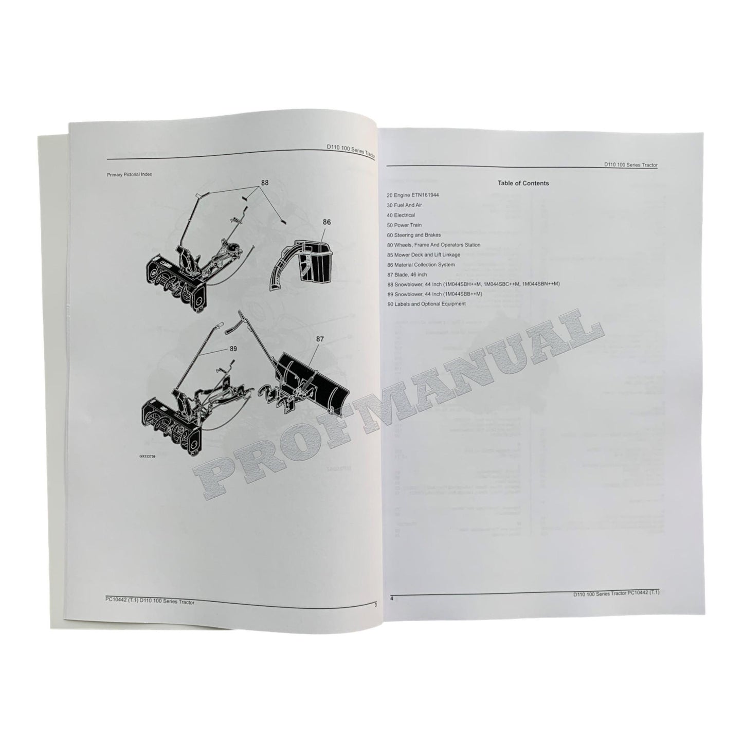 JOHN DEERE D110 TRAKTOR ERSATZTEILKATALOGHANDBUCH