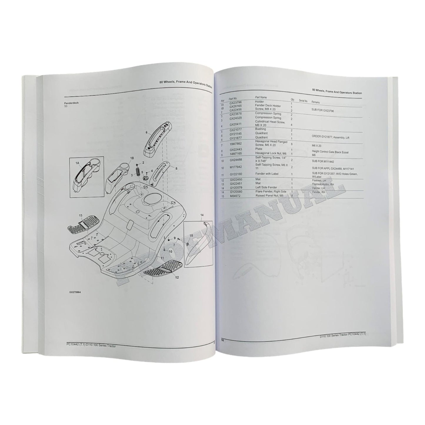 JOHN DEERE D110 TRAKTOR ERSATZTEILKATALOGHANDBUCH