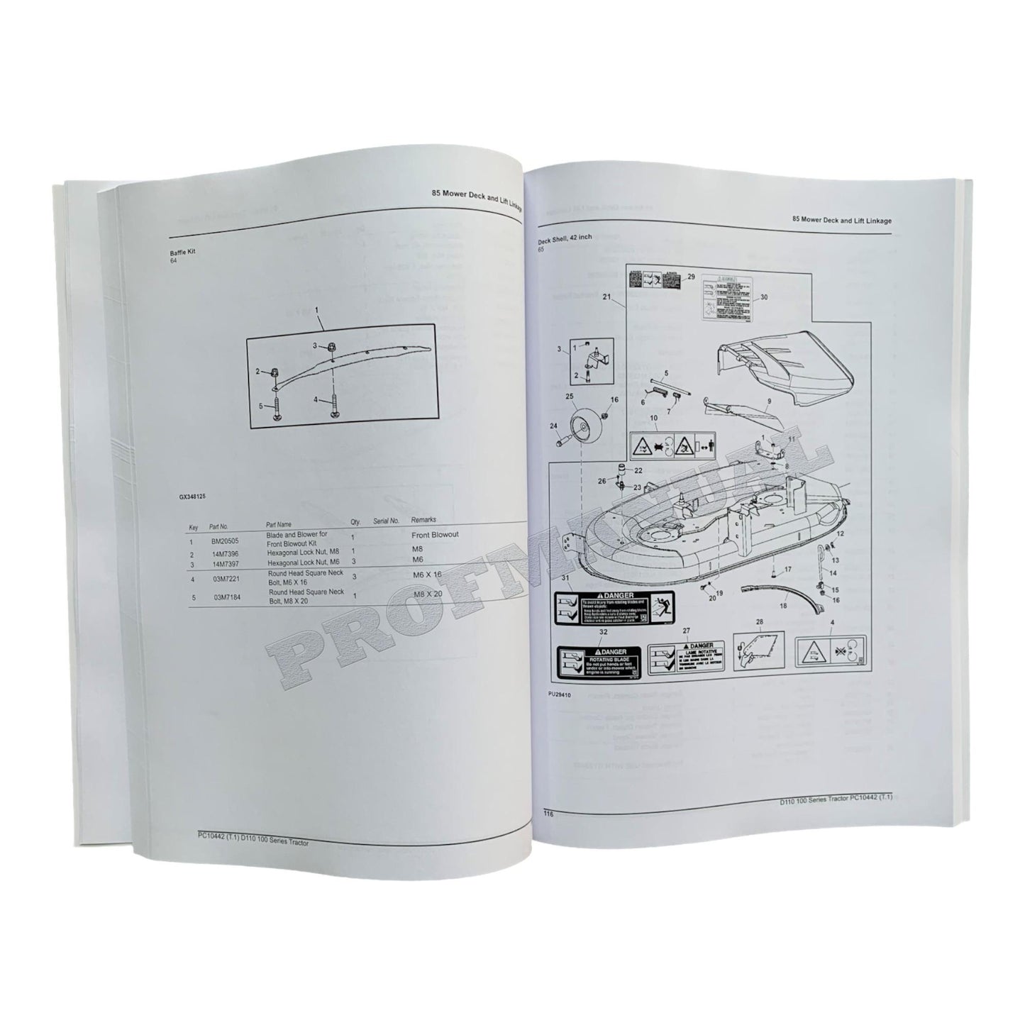 JOHN DEERE D110 TRAKTOR ERSATZTEILKATALOGHANDBUCH