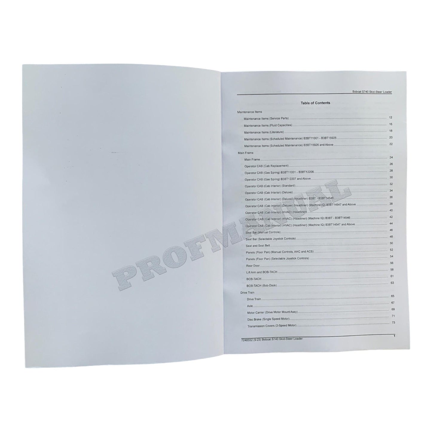 Bobcat S740 Kompaktlader Ersatzteilkatalog Handbuch B3BT11001-