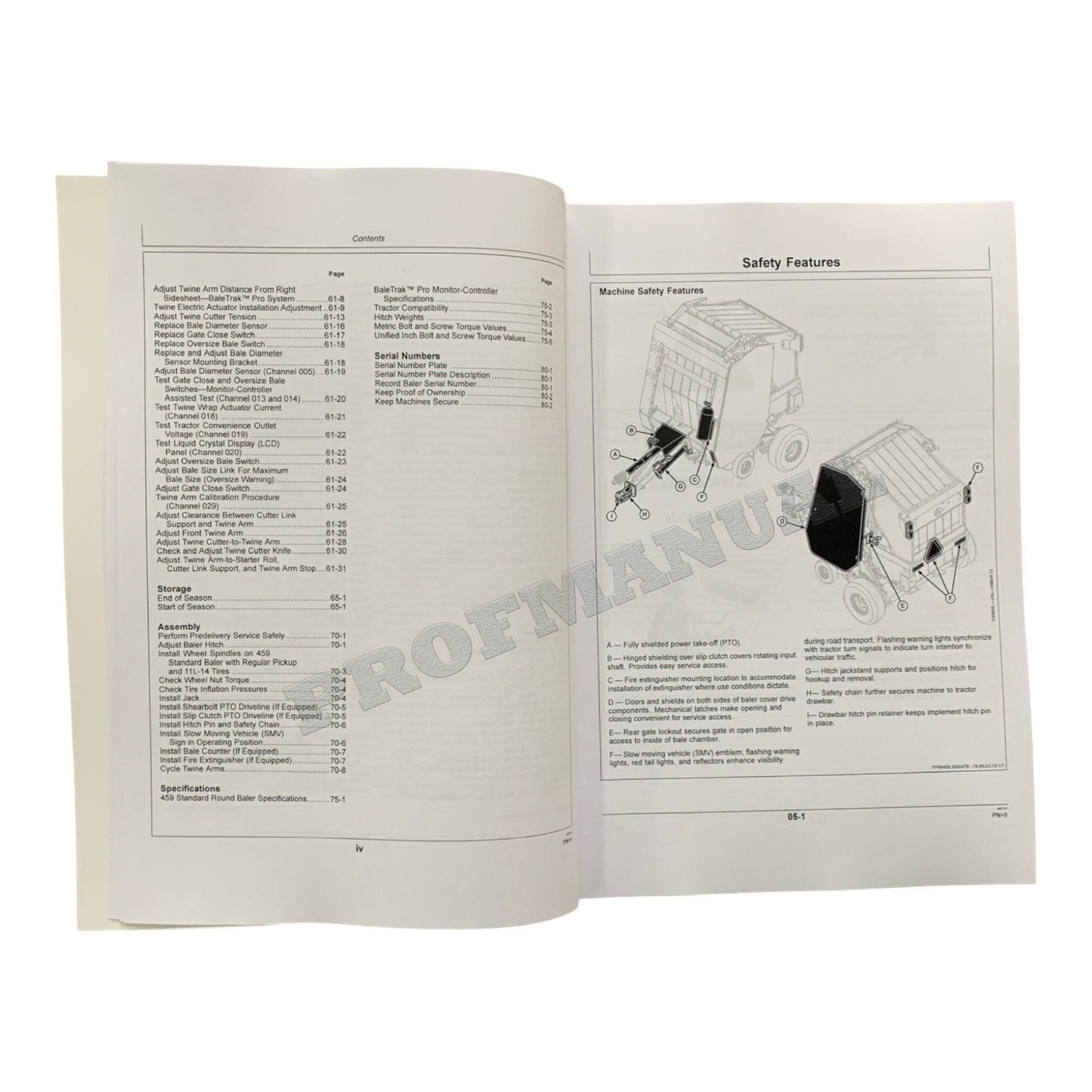 JOHN DEERE 459 STANDARD ROUND BALER OPERATORS MANUAL