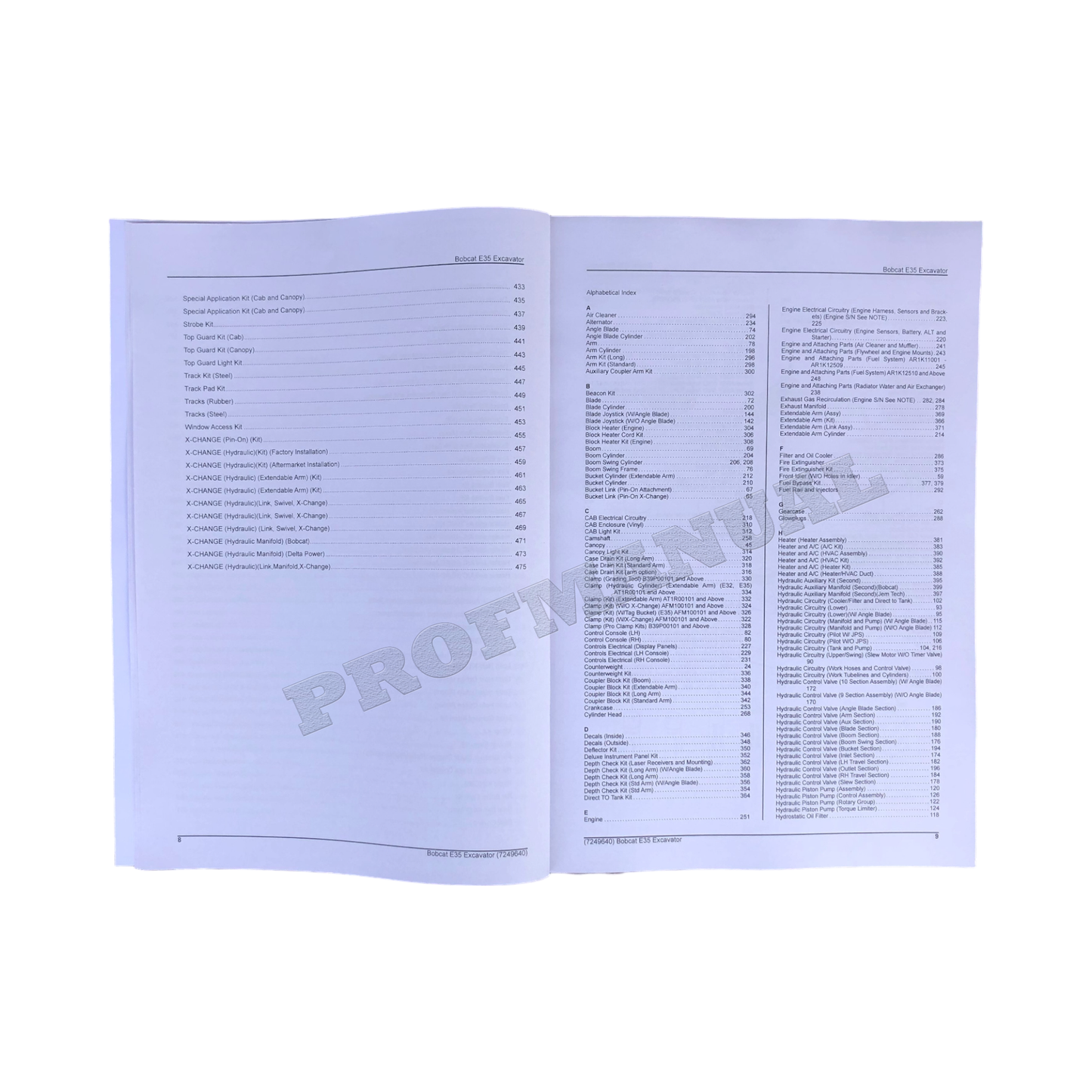 Bobcat E35 Bagger Teilekatalog Handbuch AR1K11001-